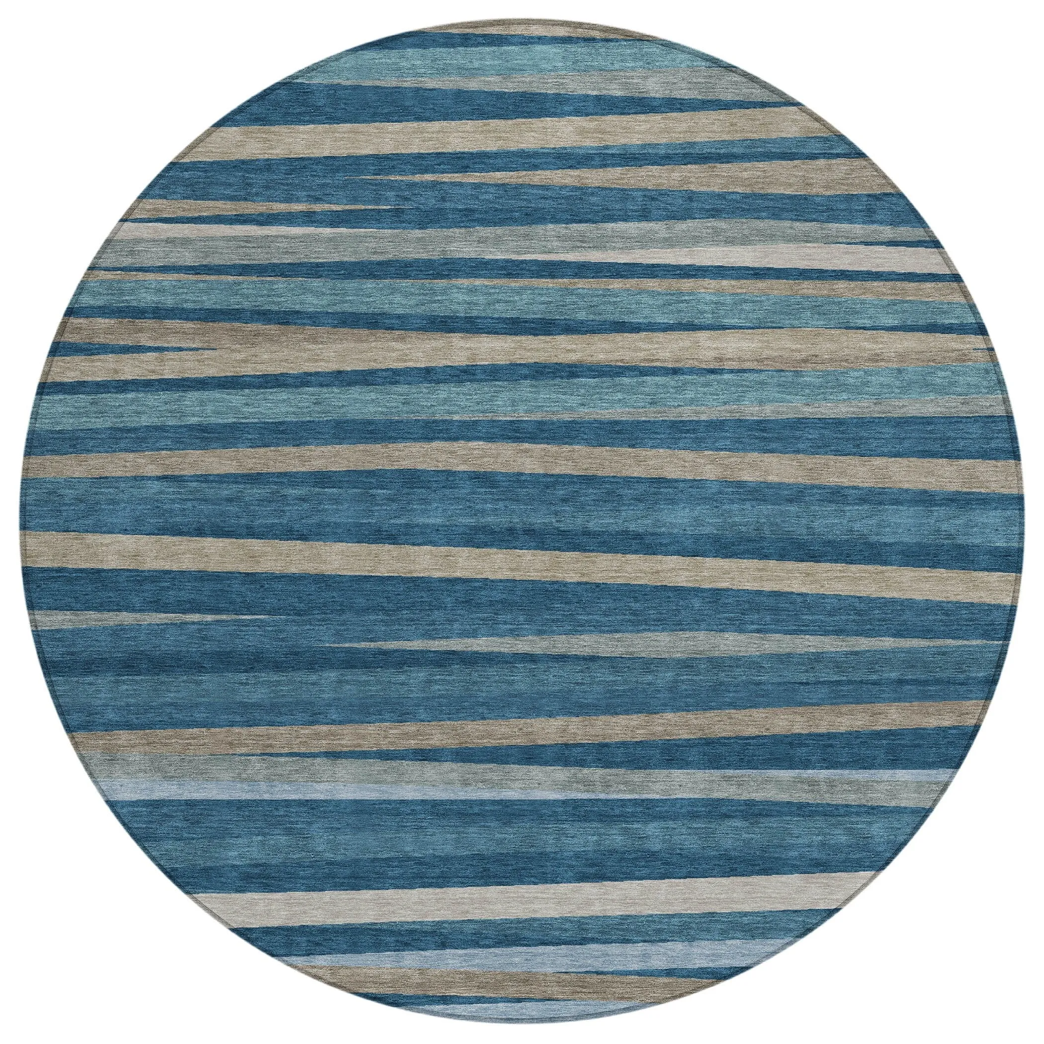 Machine Washable Indoor/ Outdoor Modern Stripes Chantille Rug