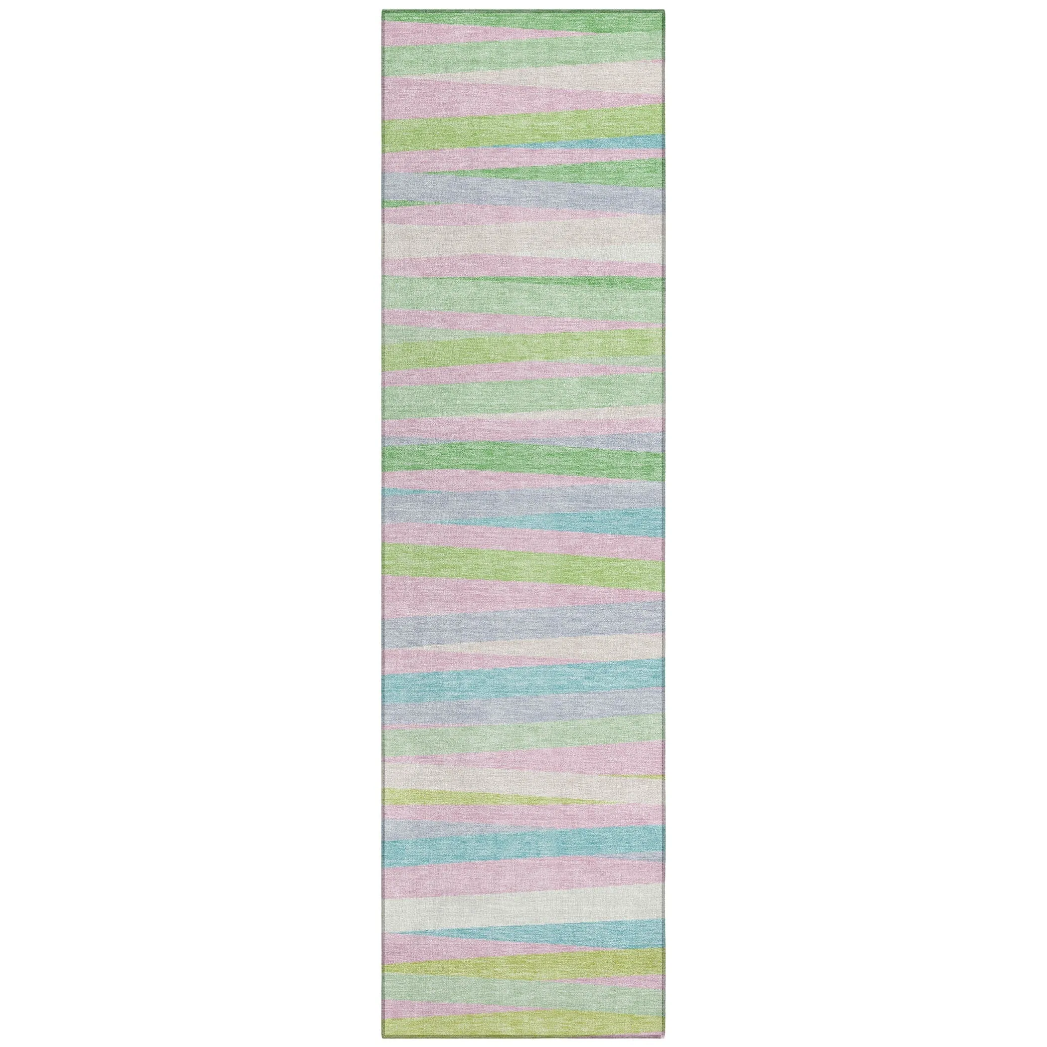 Machine Washable Indoor/ Outdoor Modern Stripes Chantille Rug
