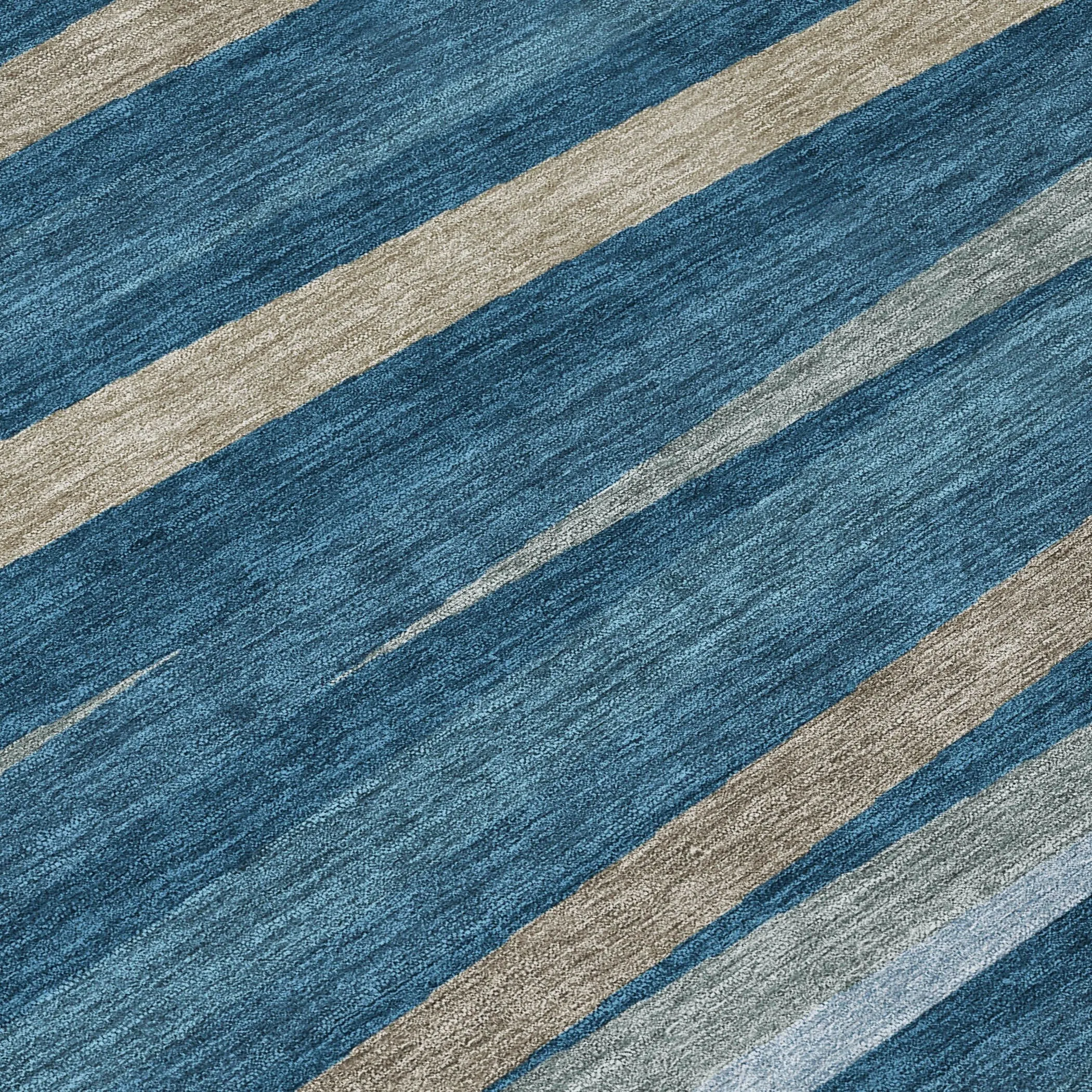 Machine Washable Indoor/ Outdoor Modern Stripes Chantille Rug