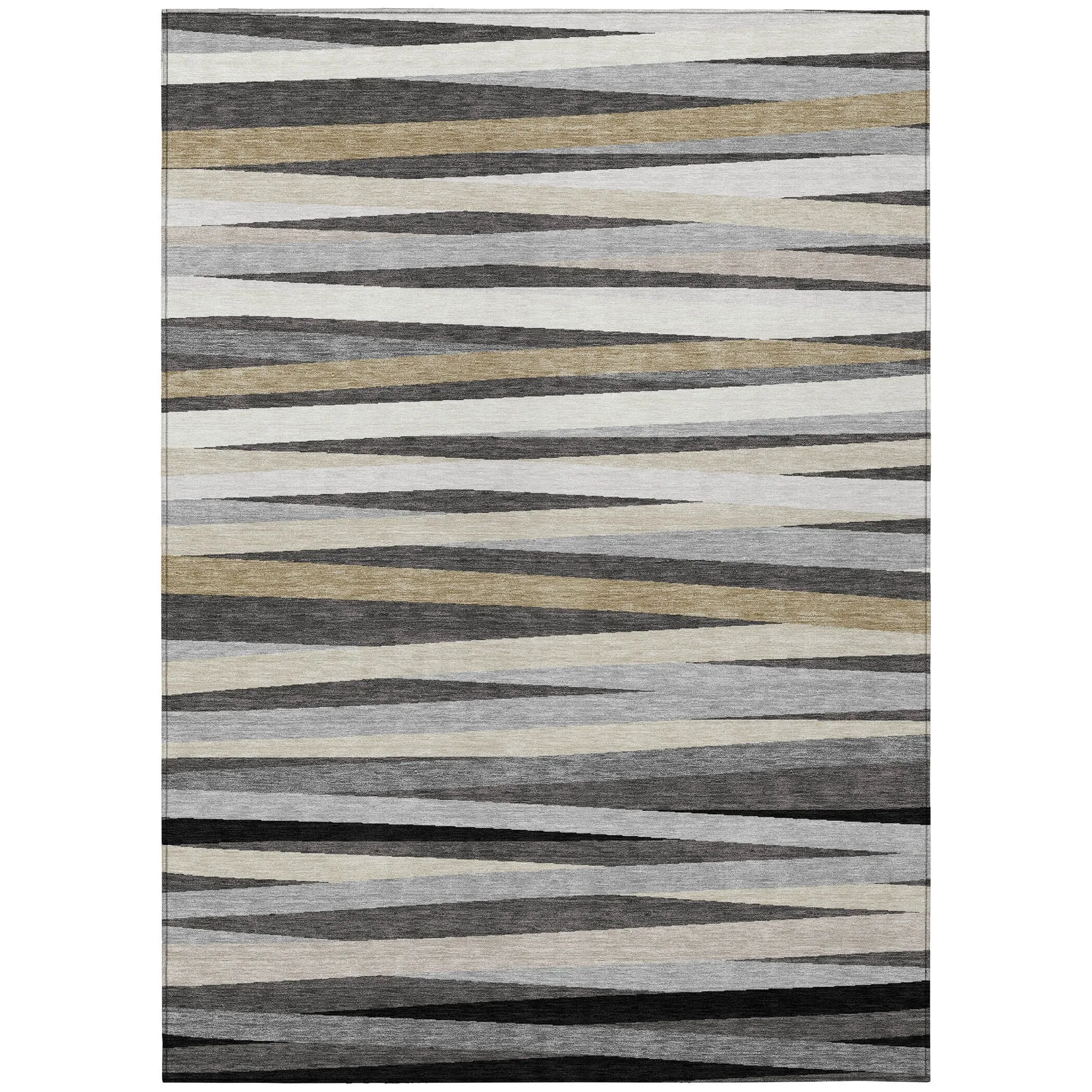 Machine Washable Indoor/ Outdoor Modern Stripes Chantille Rug