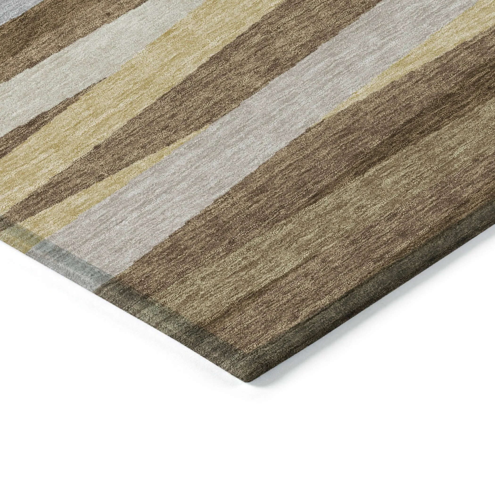 Machine Washable Indoor/ Outdoor Modern Stripes Chantille Rug