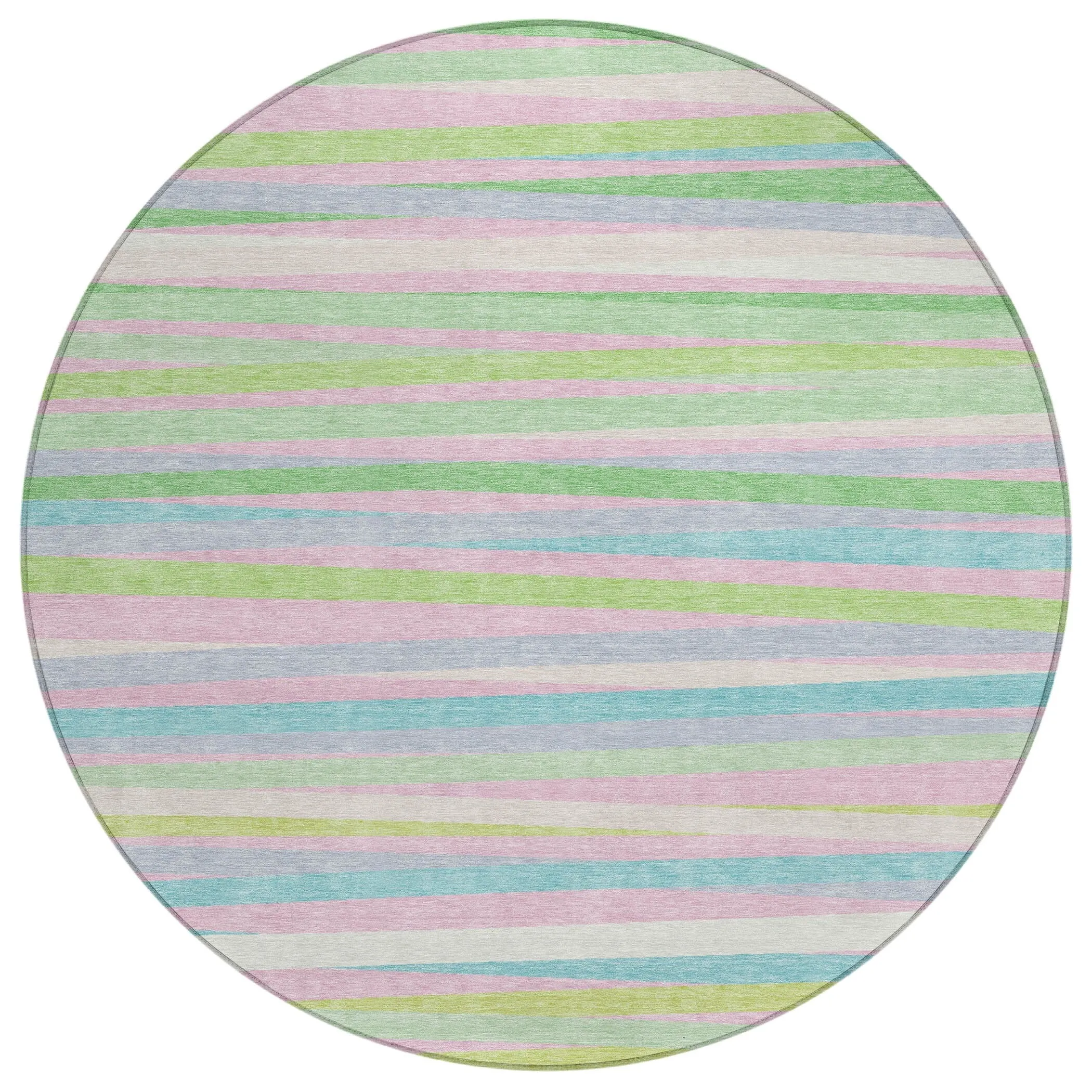 Machine Washable Indoor/ Outdoor Modern Stripes Chantille Rug