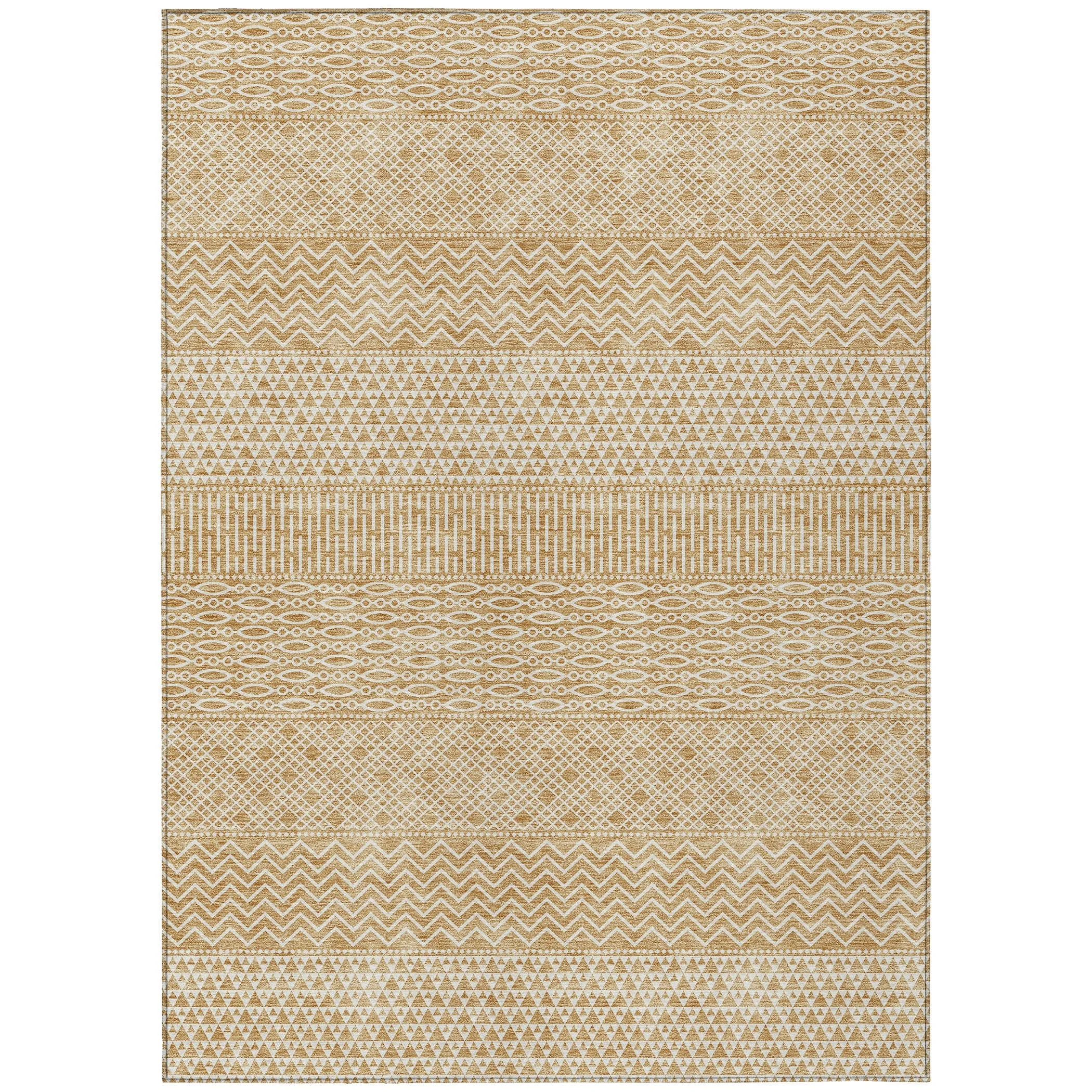Machine Washable Indoor/ Outdoor Modern Stripes Chantille Rug
