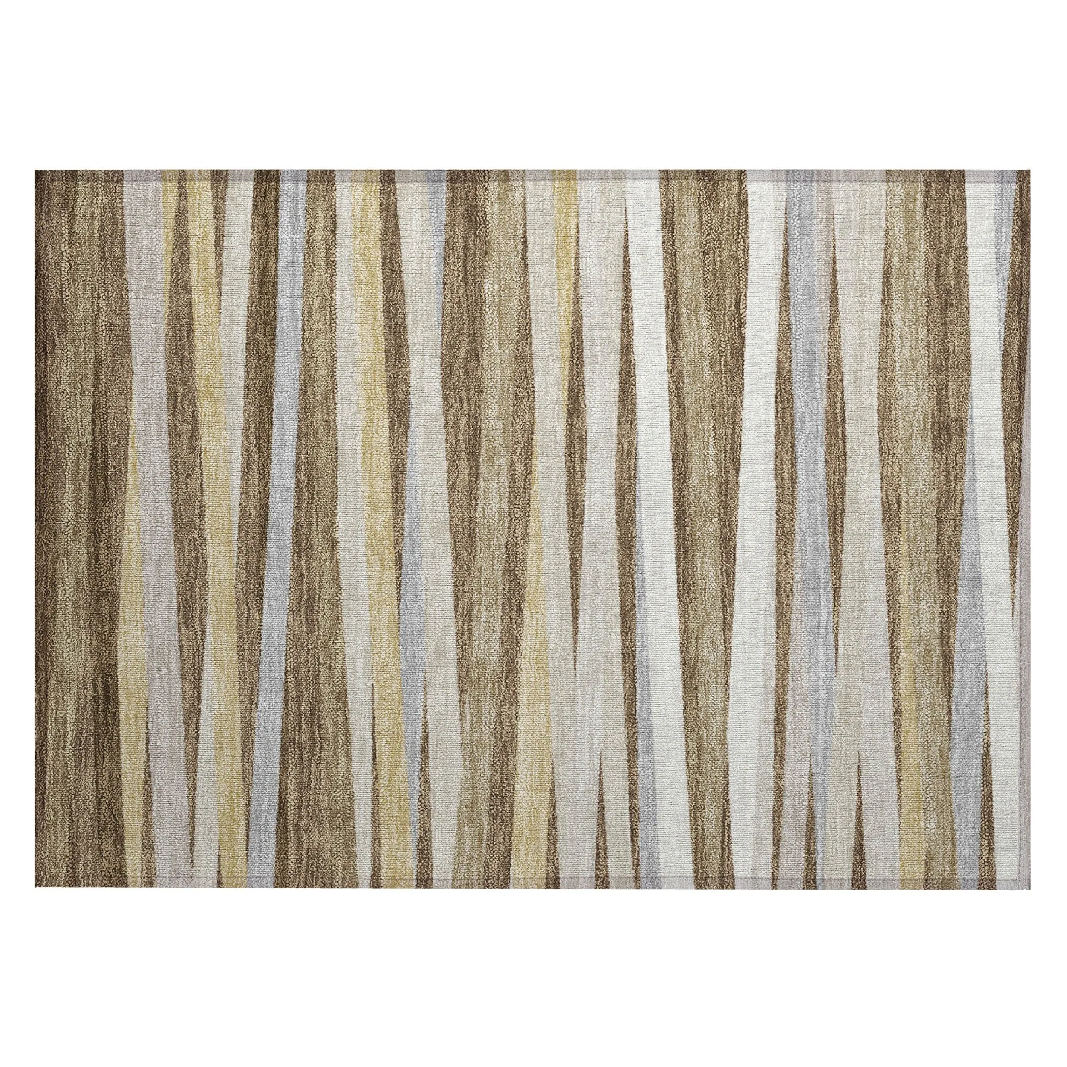 Machine Washable Indoor/ Outdoor Modern Stripes Chantille Rug