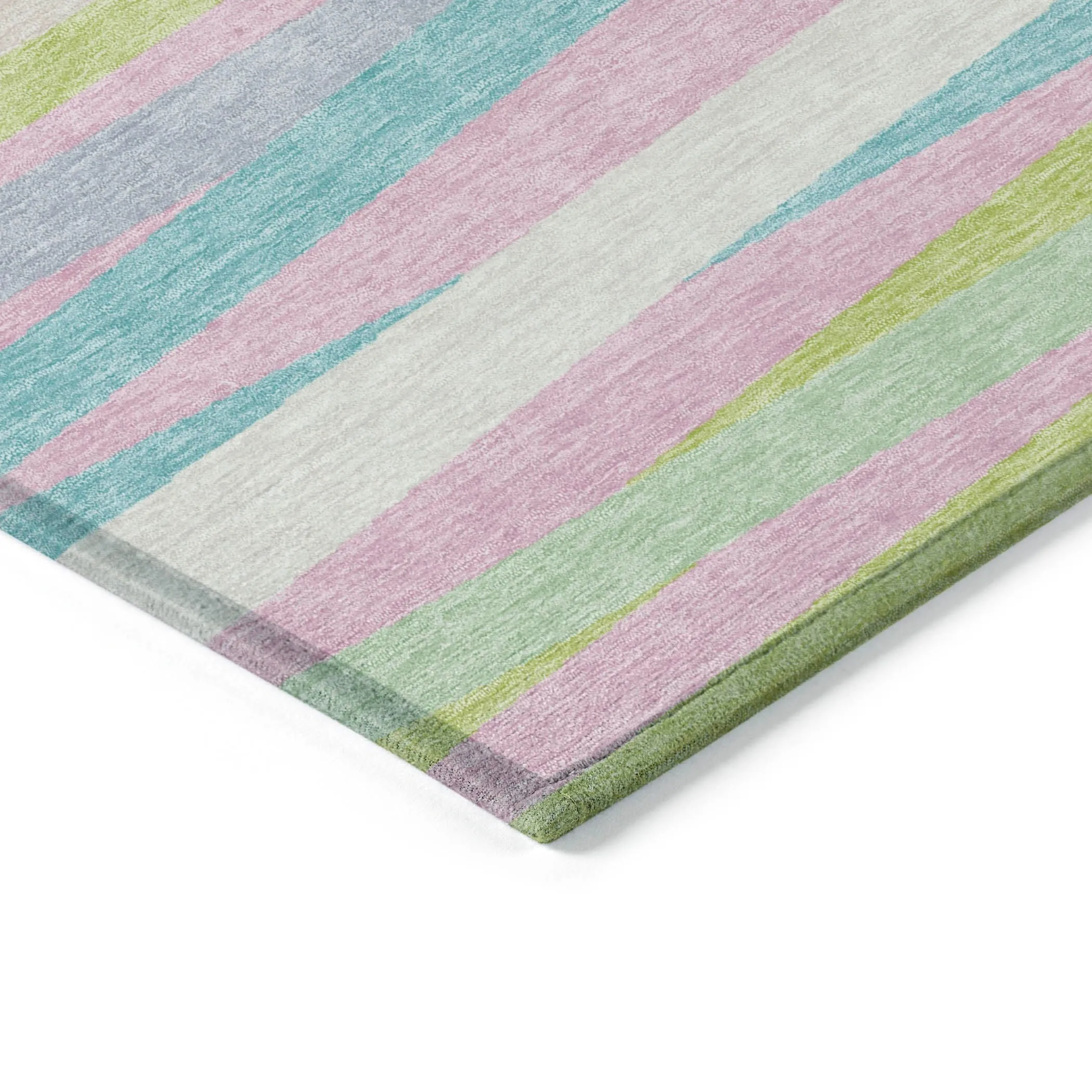 Machine Washable Indoor/ Outdoor Modern Stripes Chantille Rug