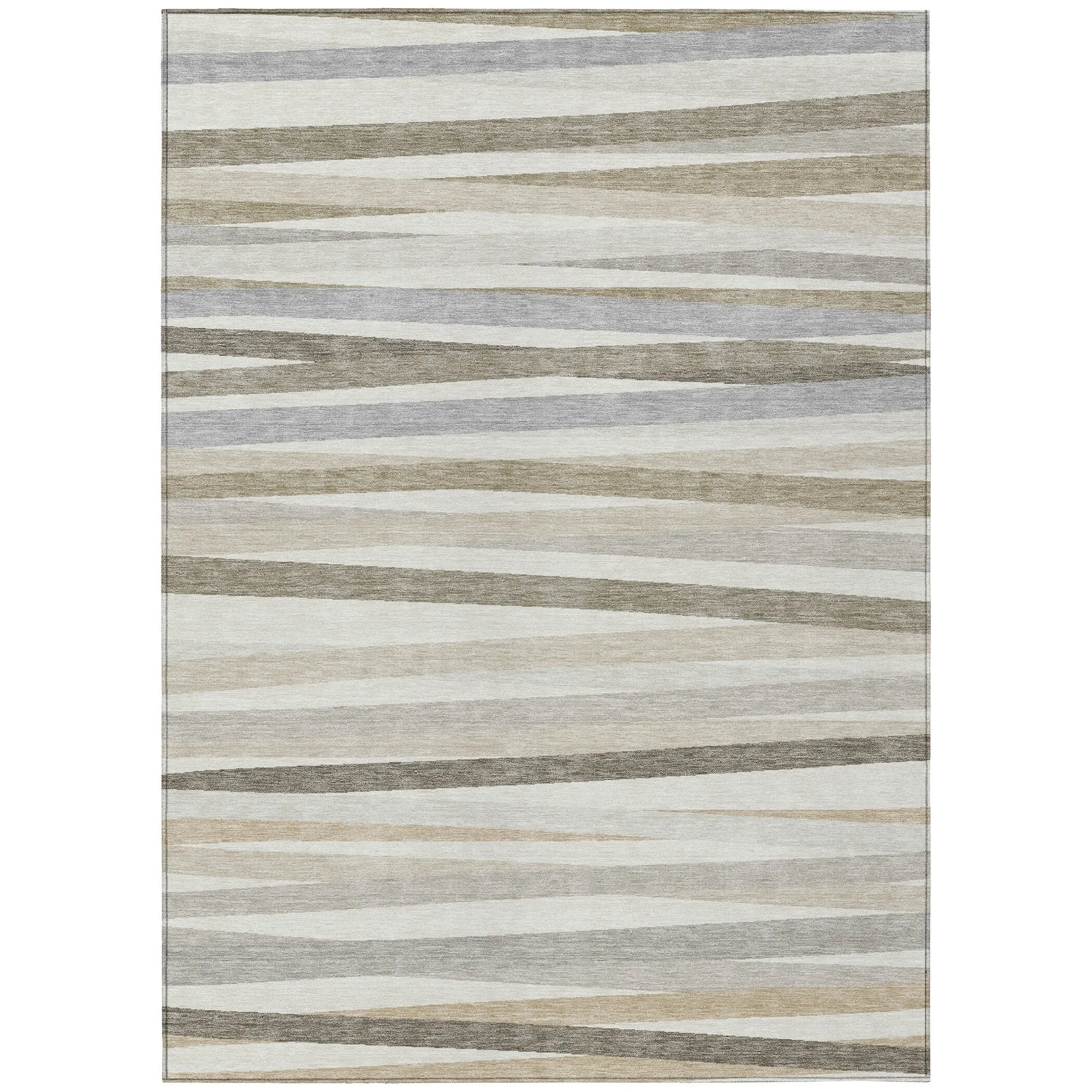 Machine Washable Indoor/ Outdoor Modern Stripes Chantille Rug