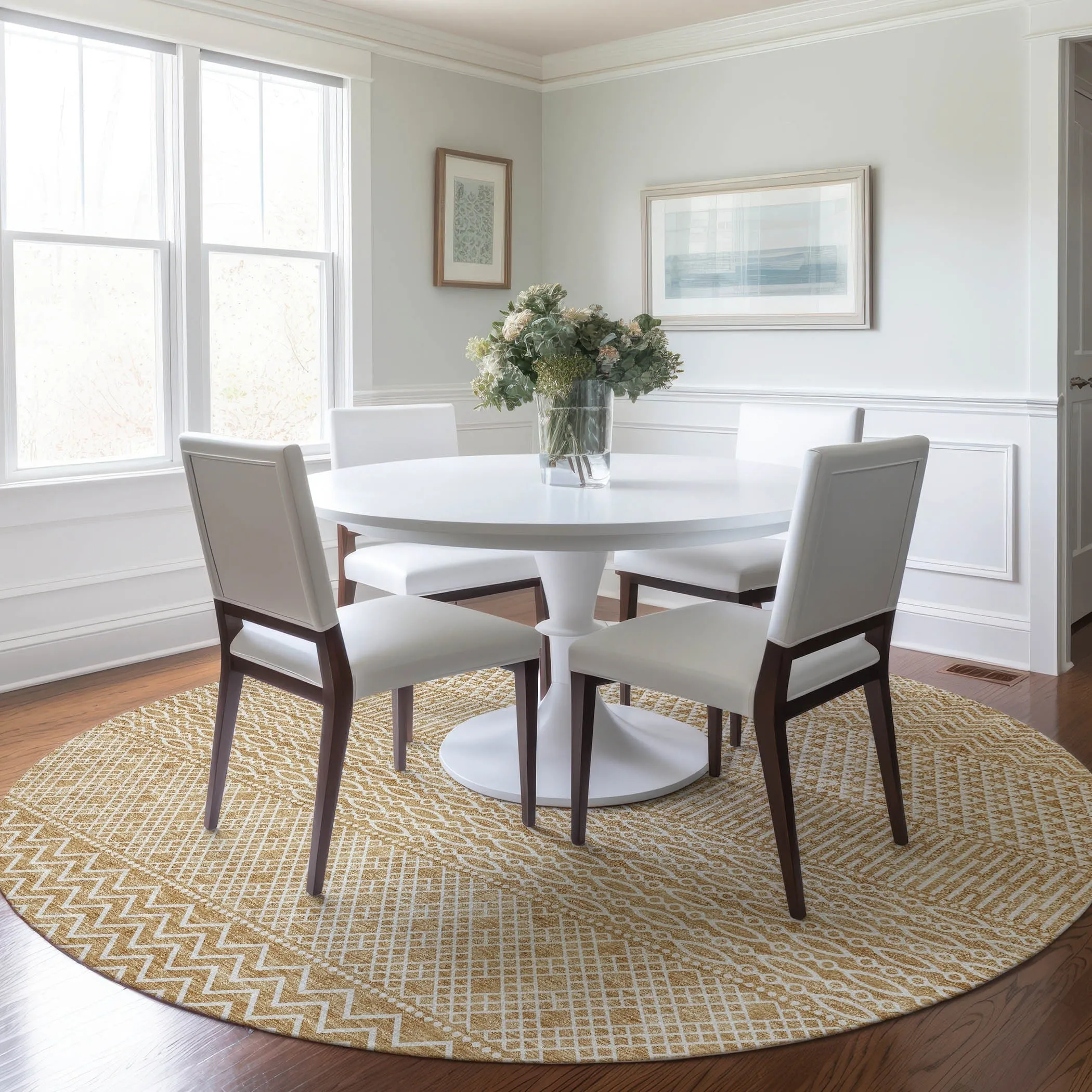 Machine Washable Indoor/ Outdoor Modern Stripes Chantille Rug