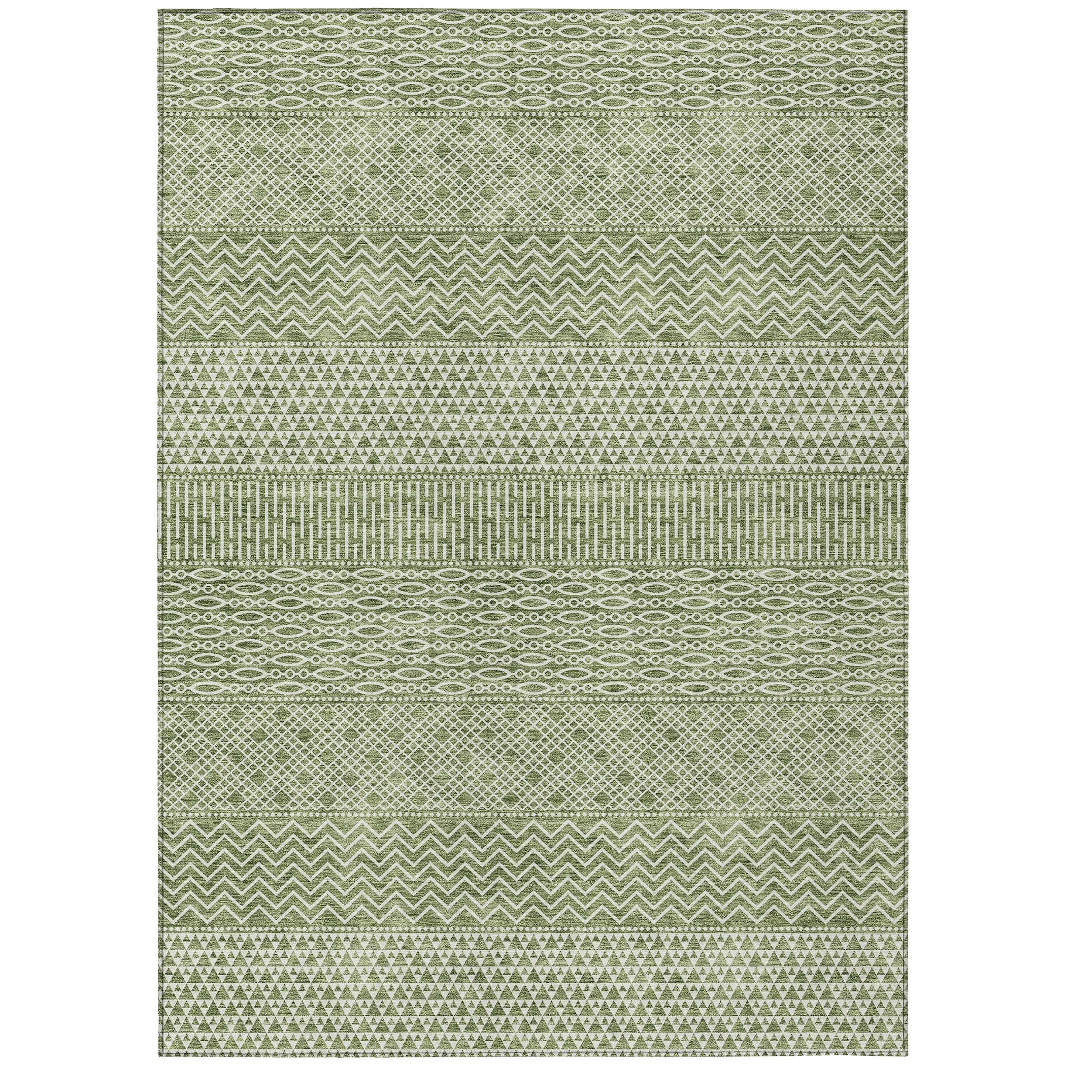 Machine Washable Indoor/ Outdoor Modern Stripes Chantille Rug