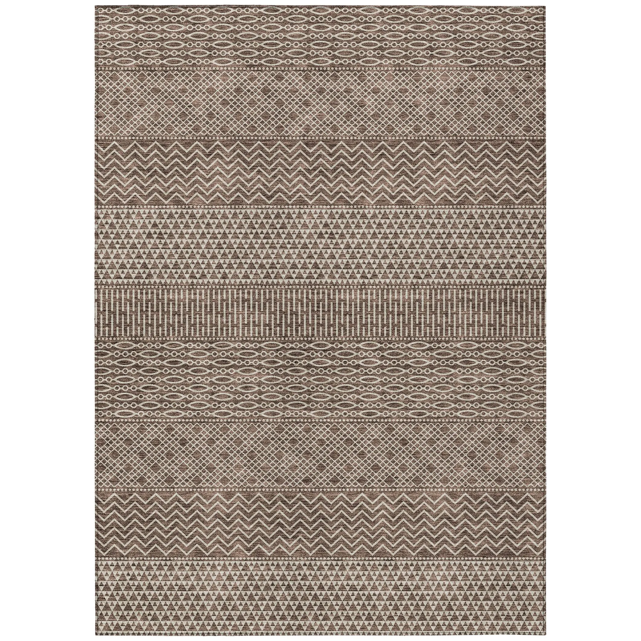 Machine Washable Indoor/ Outdoor Modern Stripes Chantille Rug