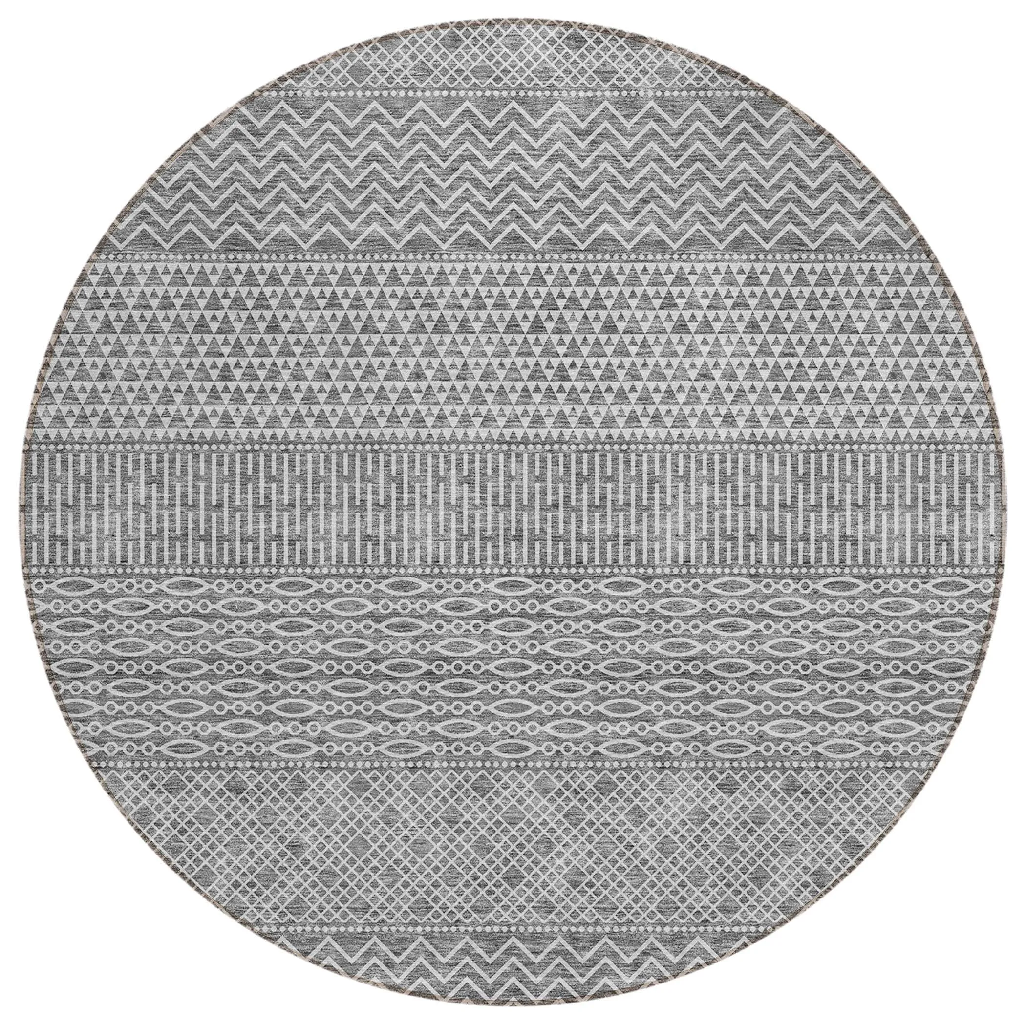 Machine Washable Indoor/ Outdoor Modern Stripes Chantille Rug