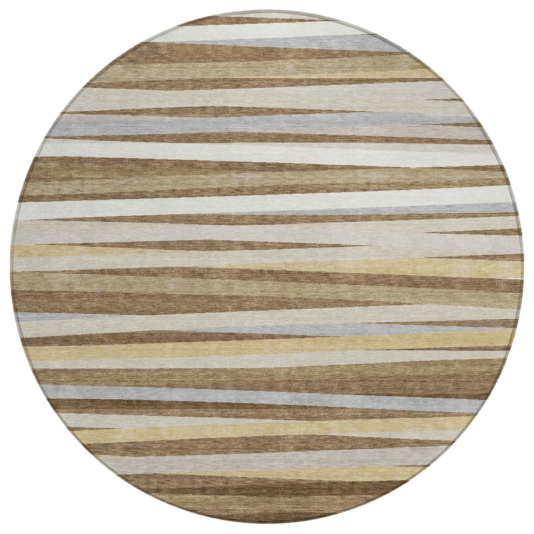 Machine Washable Indoor/ Outdoor Modern Stripes Chantille Rug