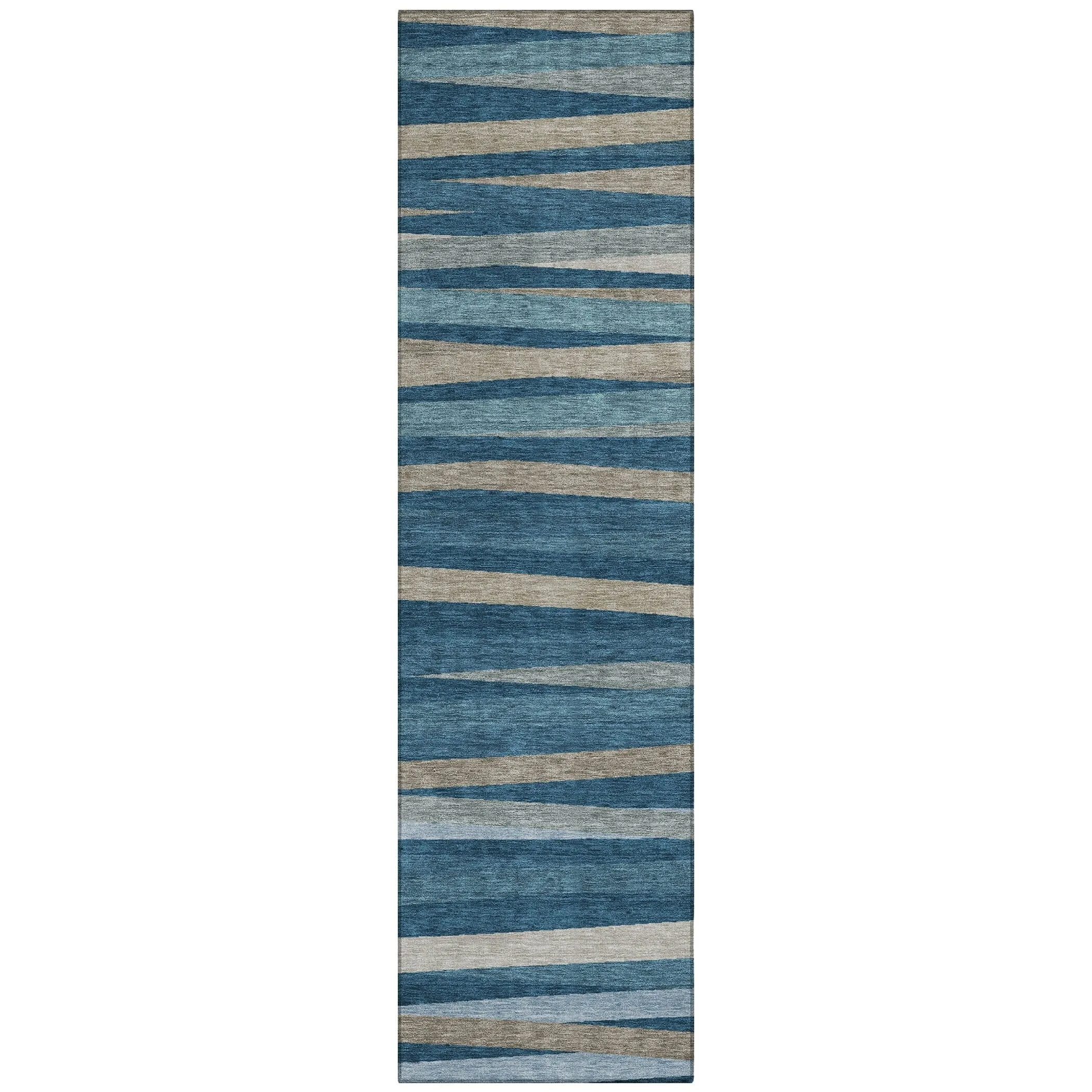 Machine Washable Indoor/ Outdoor Modern Stripes Chantille Rug