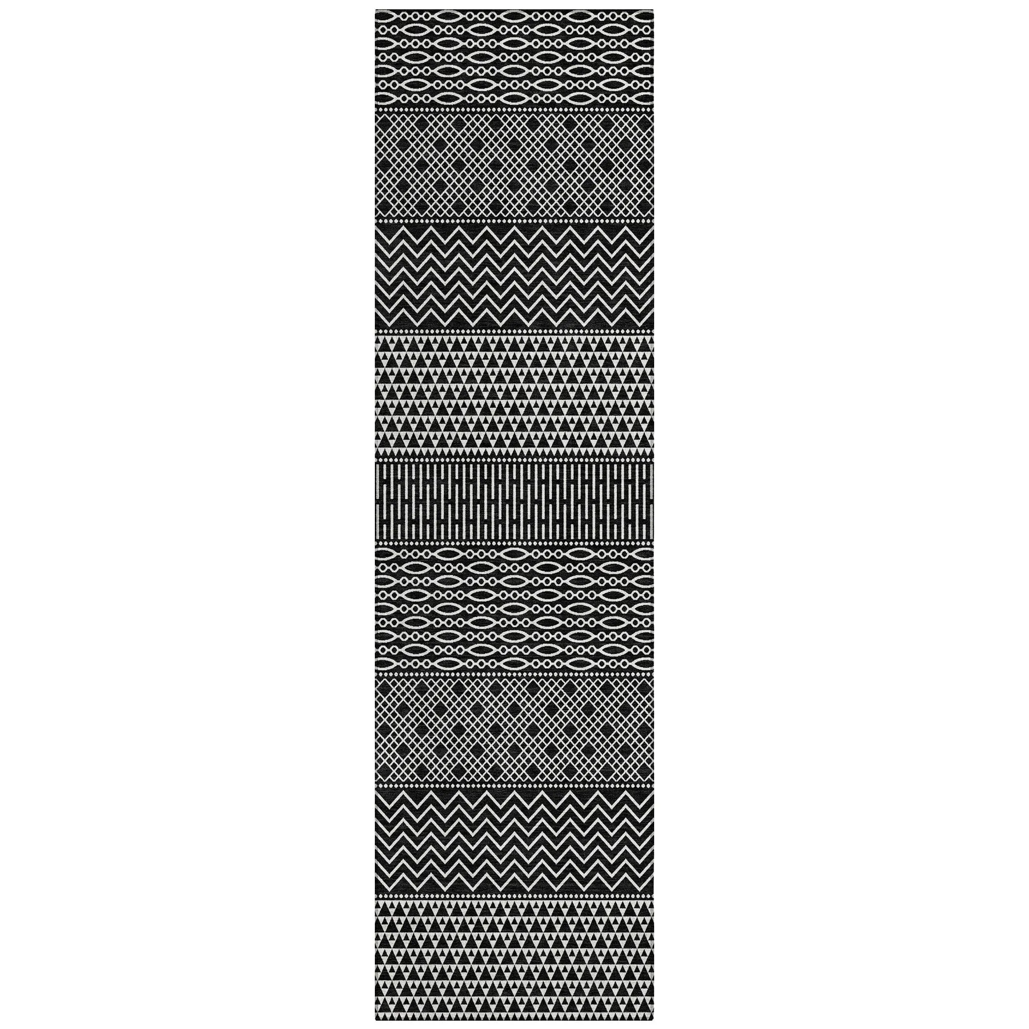 Machine Washable Indoor/ Outdoor Modern Stripes Chantille Rug