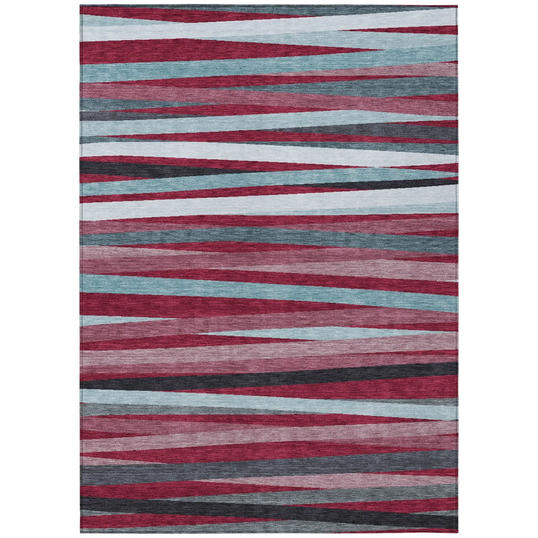 Machine Washable Indoor/ Outdoor Modern Stripes Chantille Rug