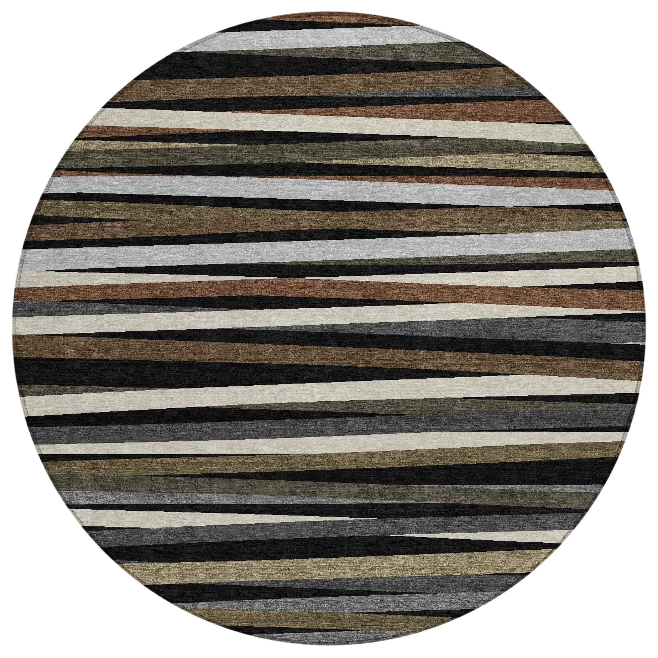 Machine Washable Indoor/ Outdoor Modern Stripes Chantille Rug