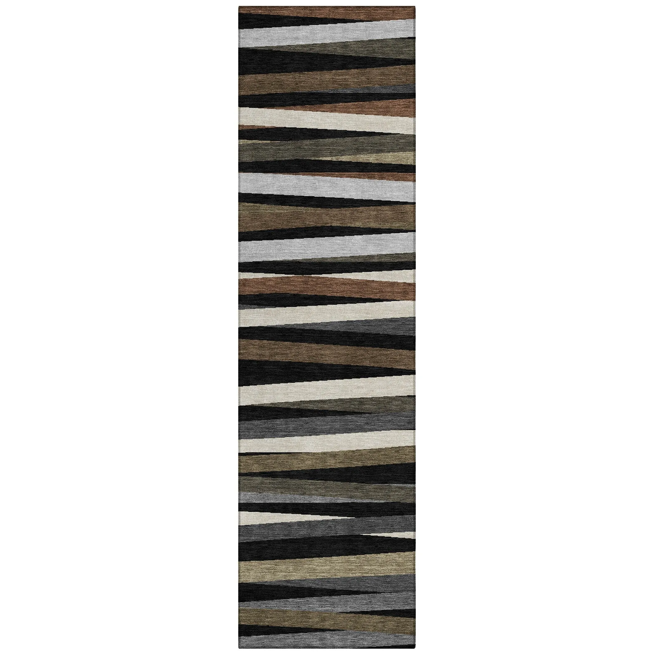 Machine Washable Indoor/ Outdoor Modern Stripes Chantille Rug