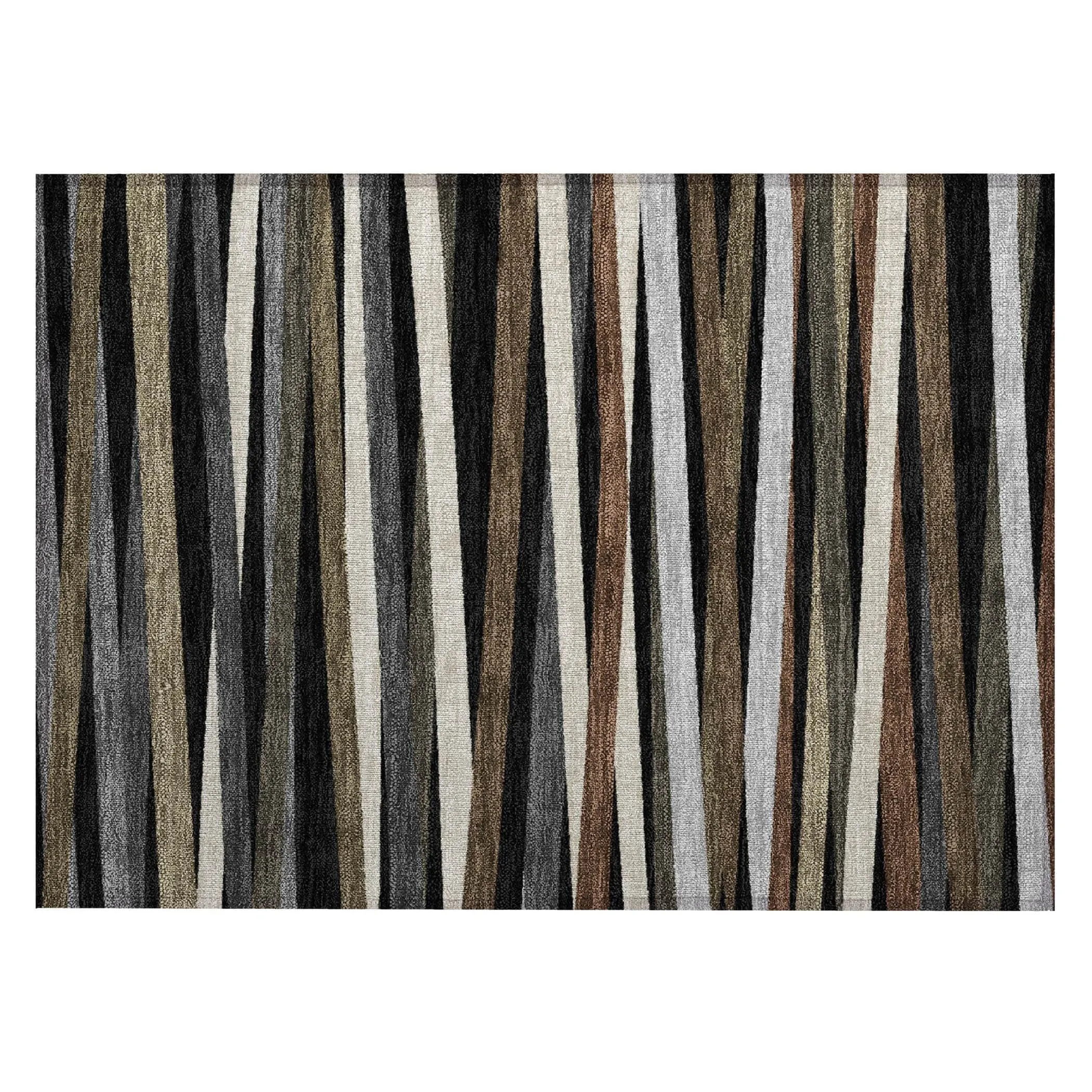 Machine Washable Indoor/ Outdoor Modern Stripes Chantille Rug