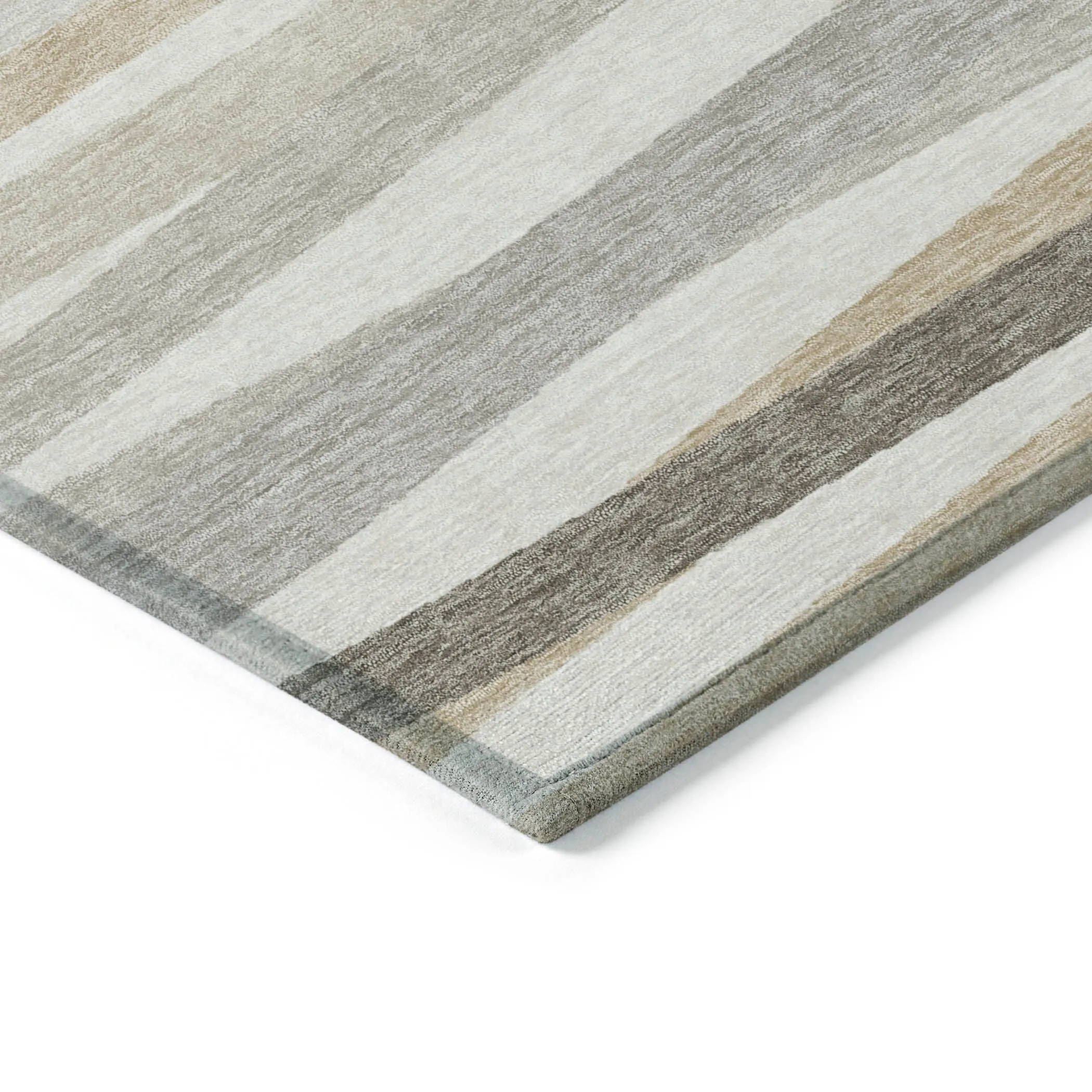 Machine Washable Indoor/ Outdoor Modern Stripes Chantille Rug