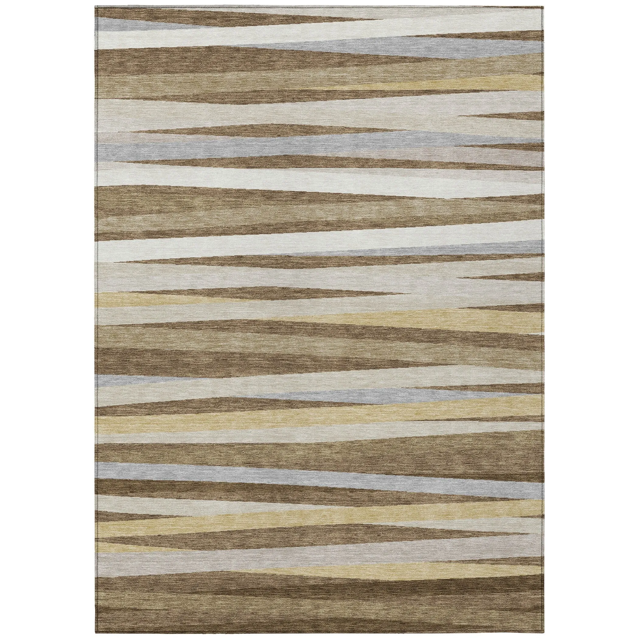 Machine Washable Indoor/ Outdoor Modern Stripes Chantille Rug