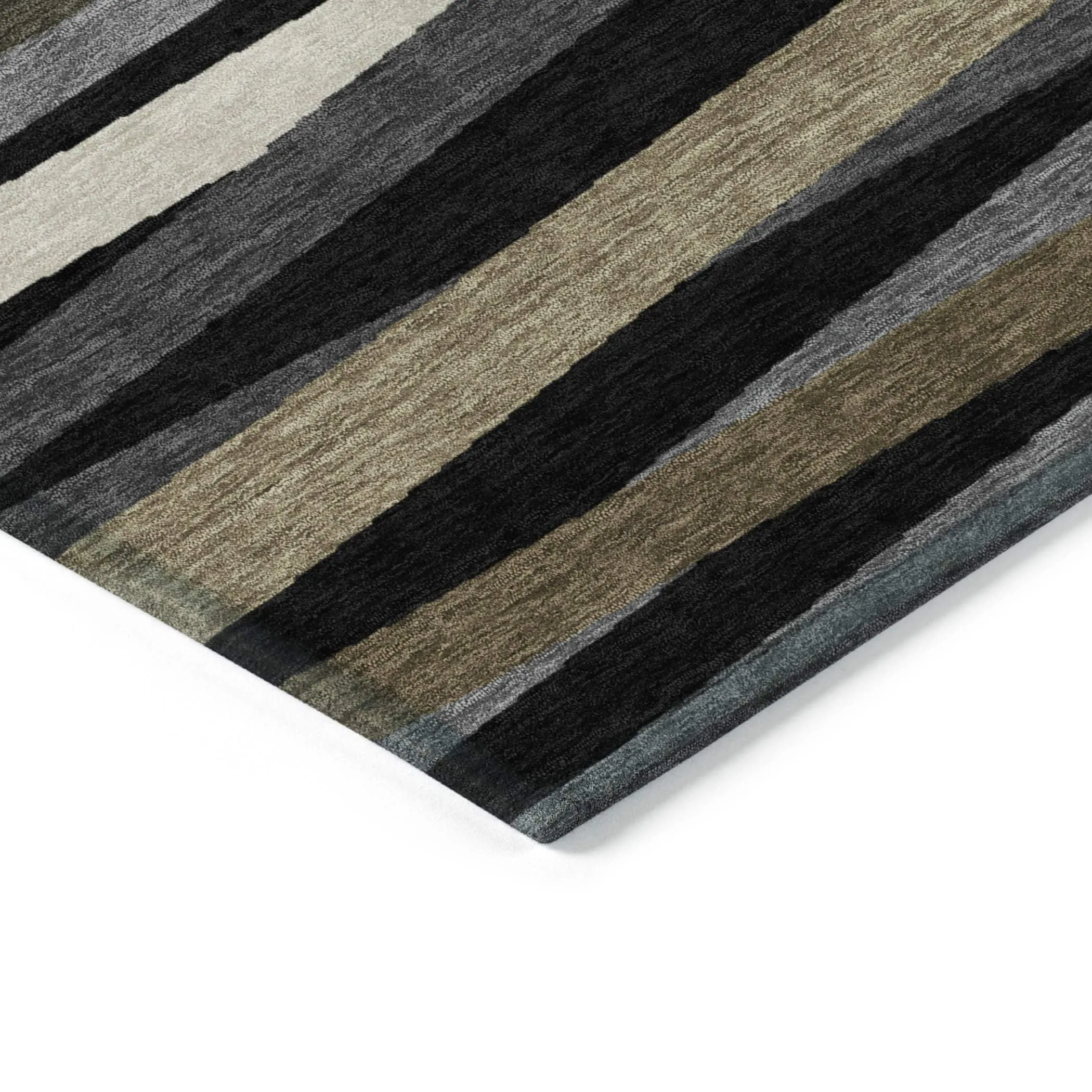 Machine Washable Indoor/ Outdoor Modern Stripes Chantille Rug