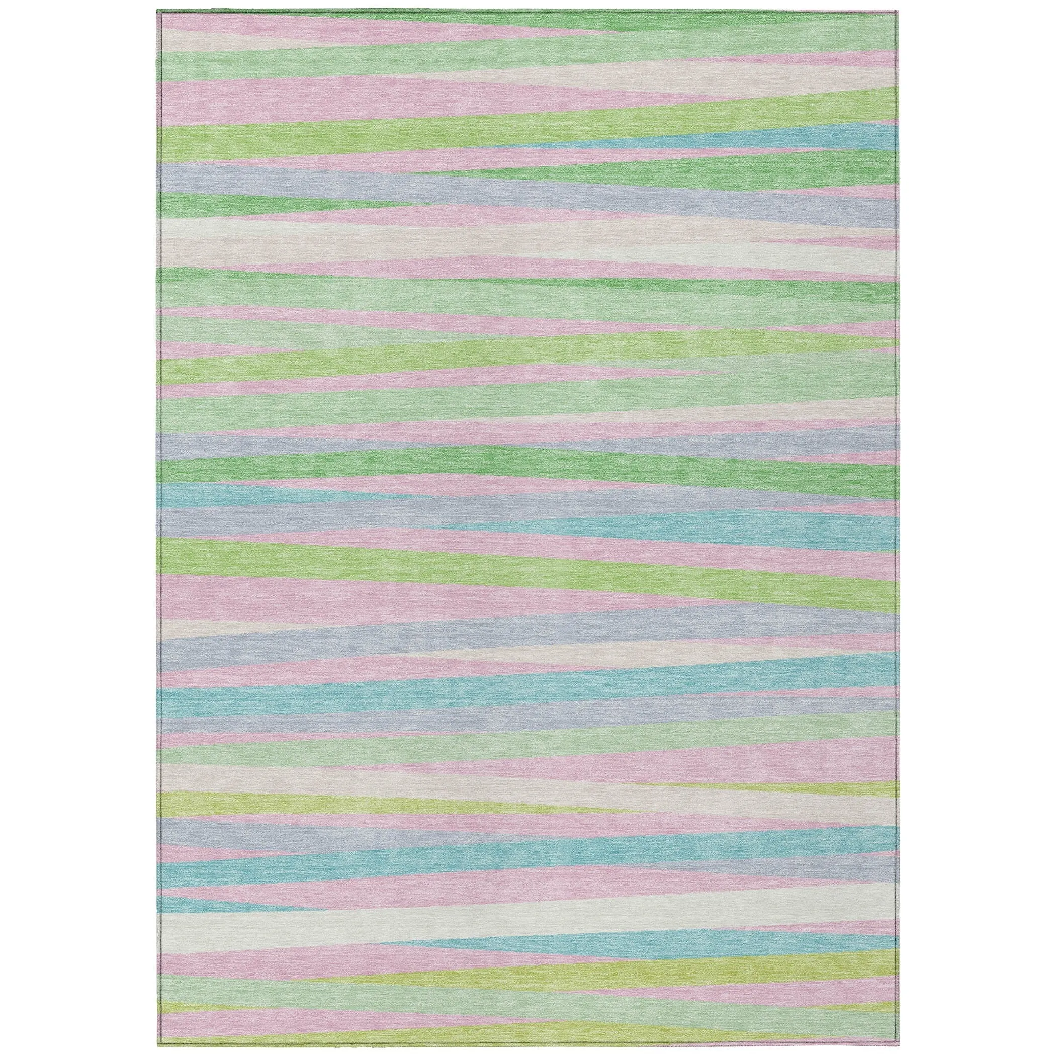 Machine Washable Indoor/ Outdoor Modern Stripes Chantille Rug