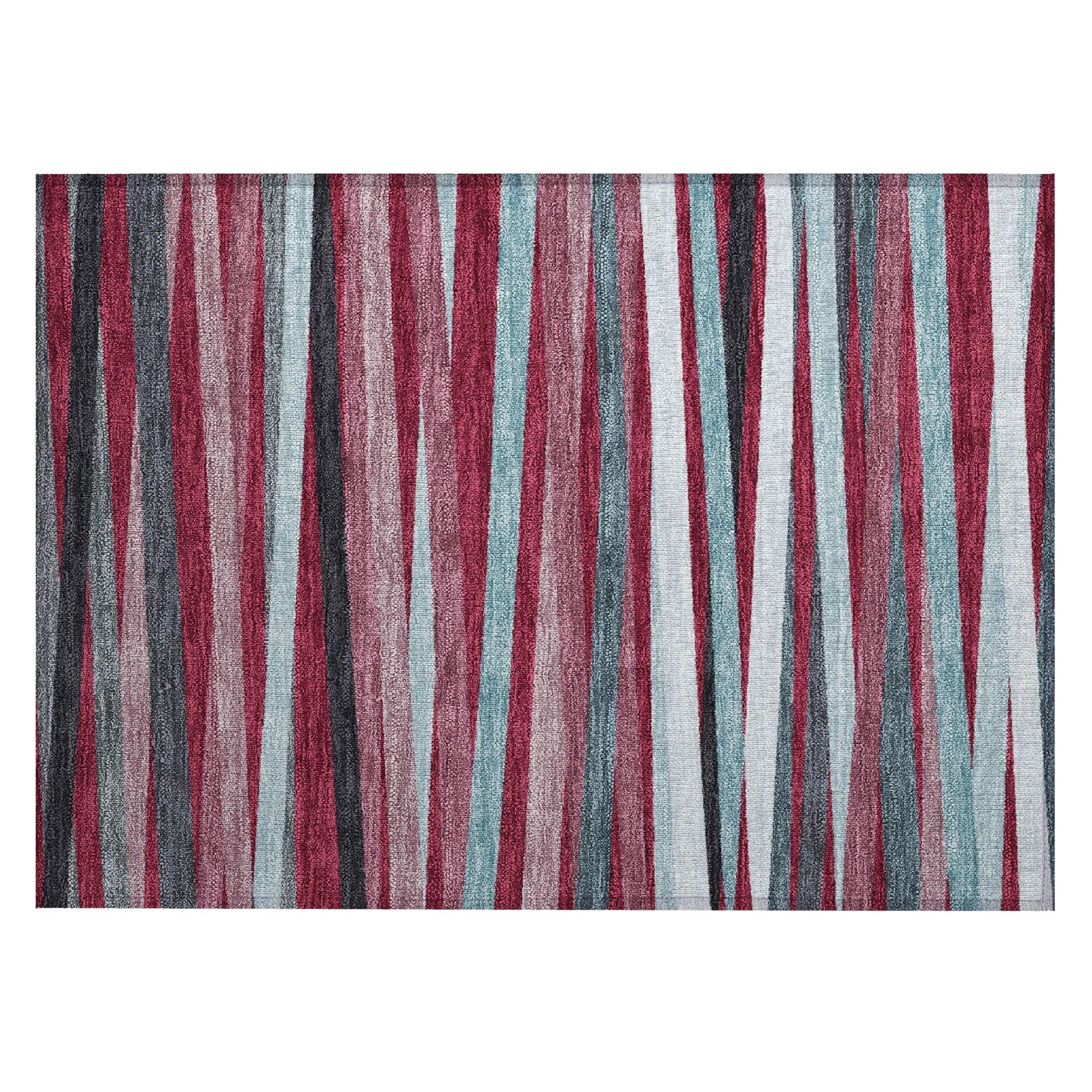 Machine Washable Indoor/ Outdoor Modern Stripes Chantille Rug