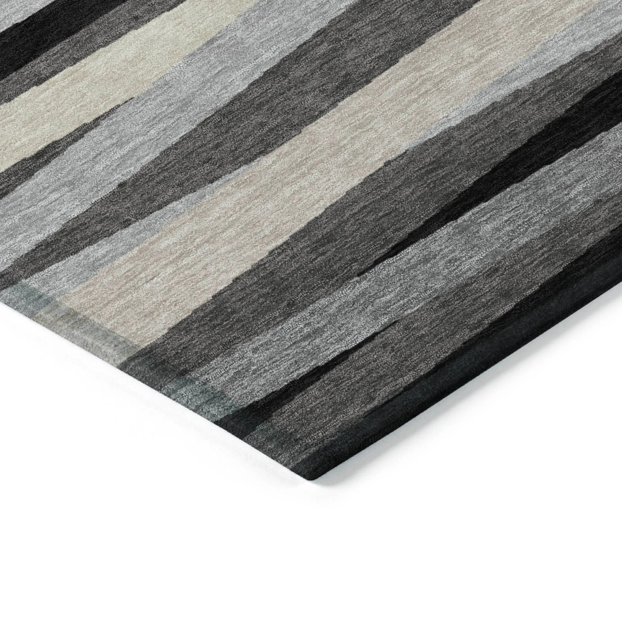 Machine Washable Indoor/ Outdoor Modern Stripes Chantille Rug