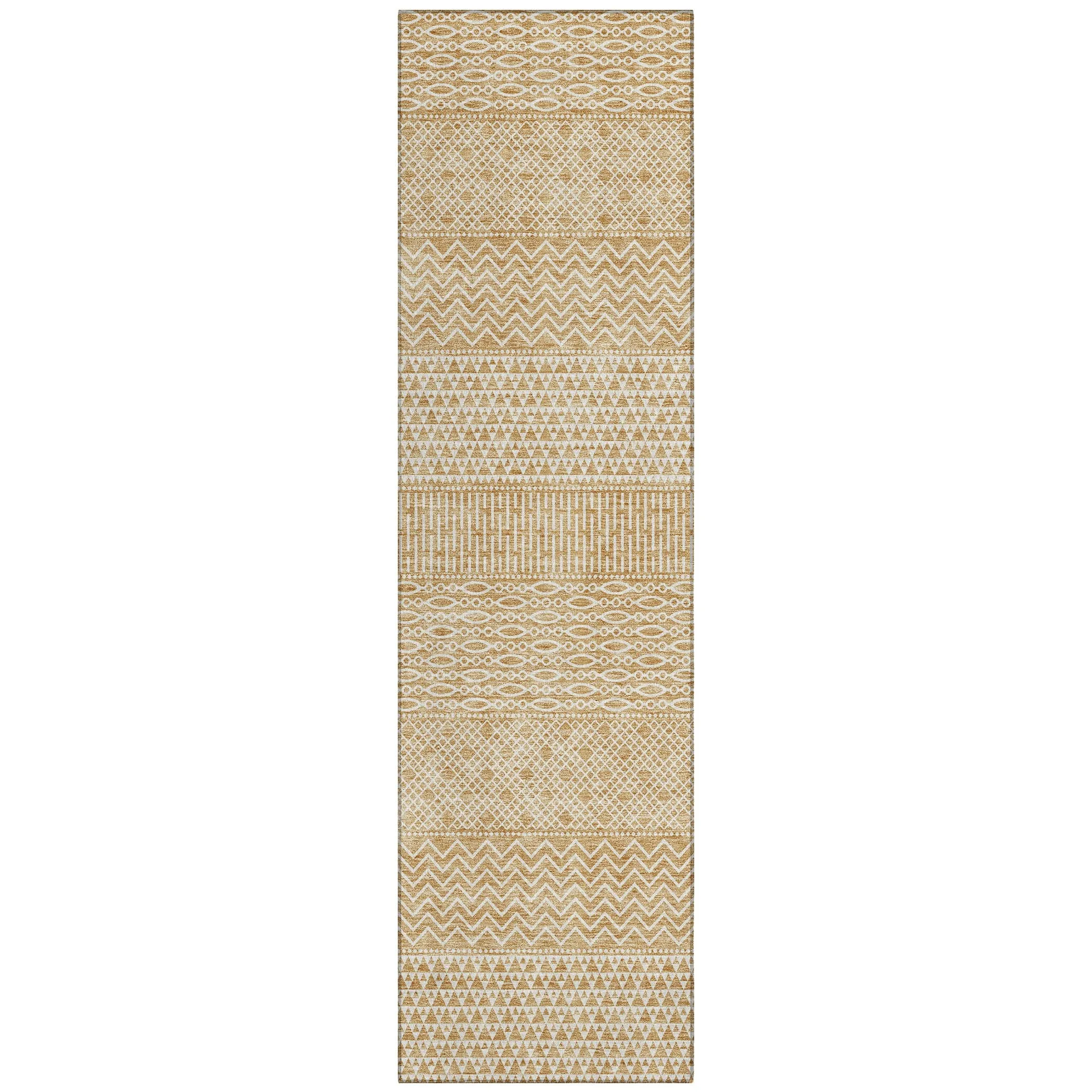 Machine Washable Indoor/ Outdoor Modern Stripes Chantille Rug