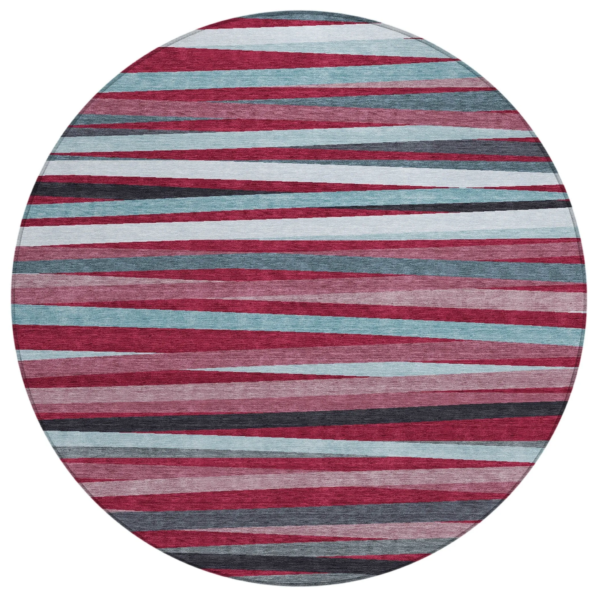 Machine Washable Indoor/ Outdoor Modern Stripes Chantille Rug