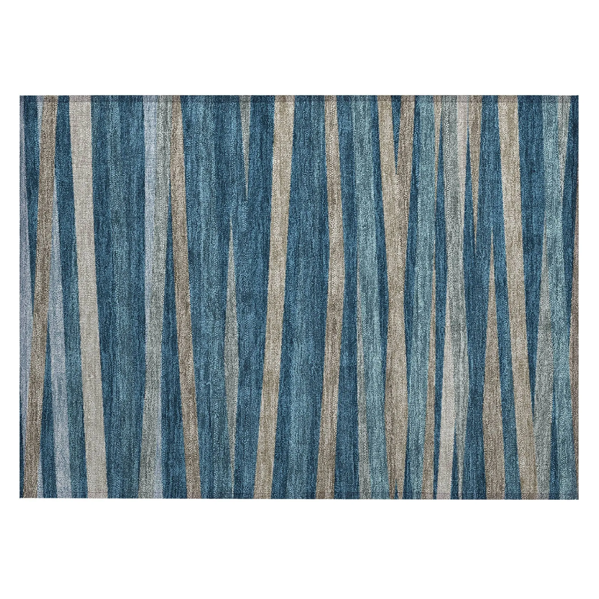 Machine Washable Indoor/ Outdoor Modern Stripes Chantille Rug