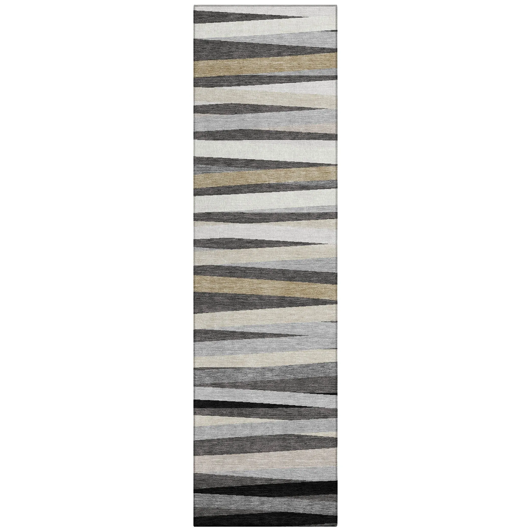 Machine Washable Indoor/ Outdoor Modern Stripes Chantille Rug