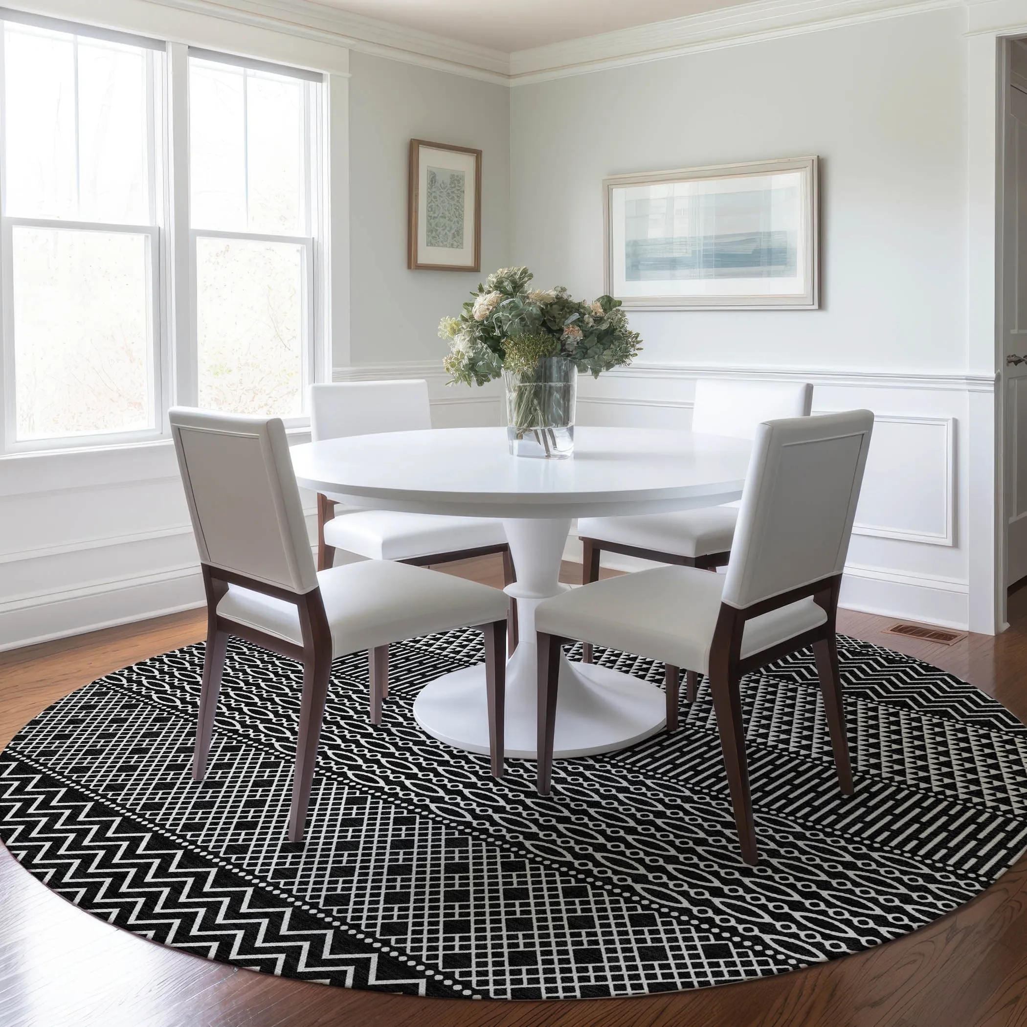 Machine Washable Indoor/ Outdoor Modern Stripes Chantille Rug
