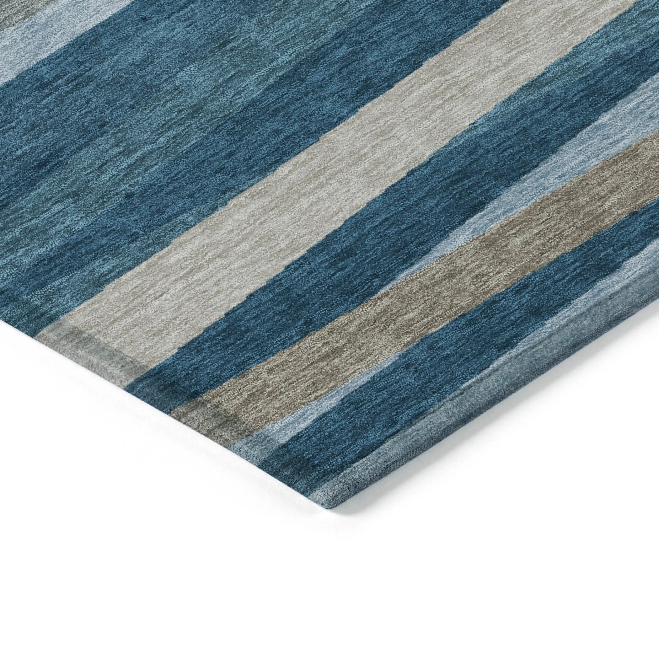 Machine Washable Indoor/ Outdoor Modern Stripes Chantille Rug