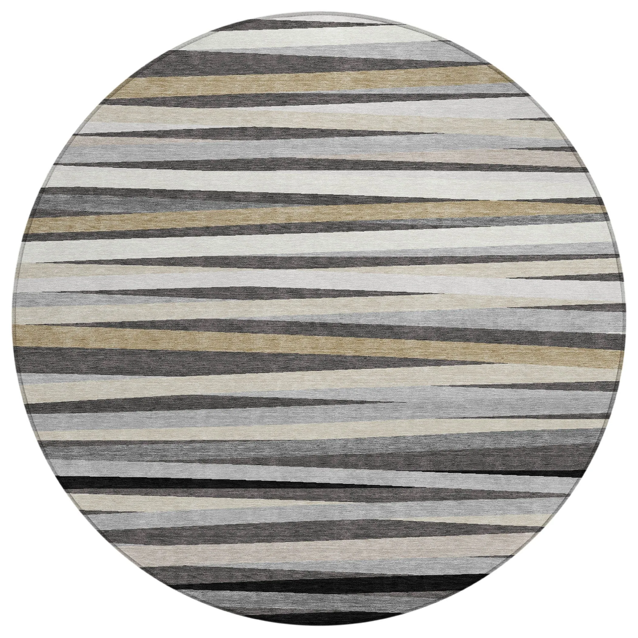 Machine Washable Indoor/ Outdoor Modern Stripes Chantille Rug