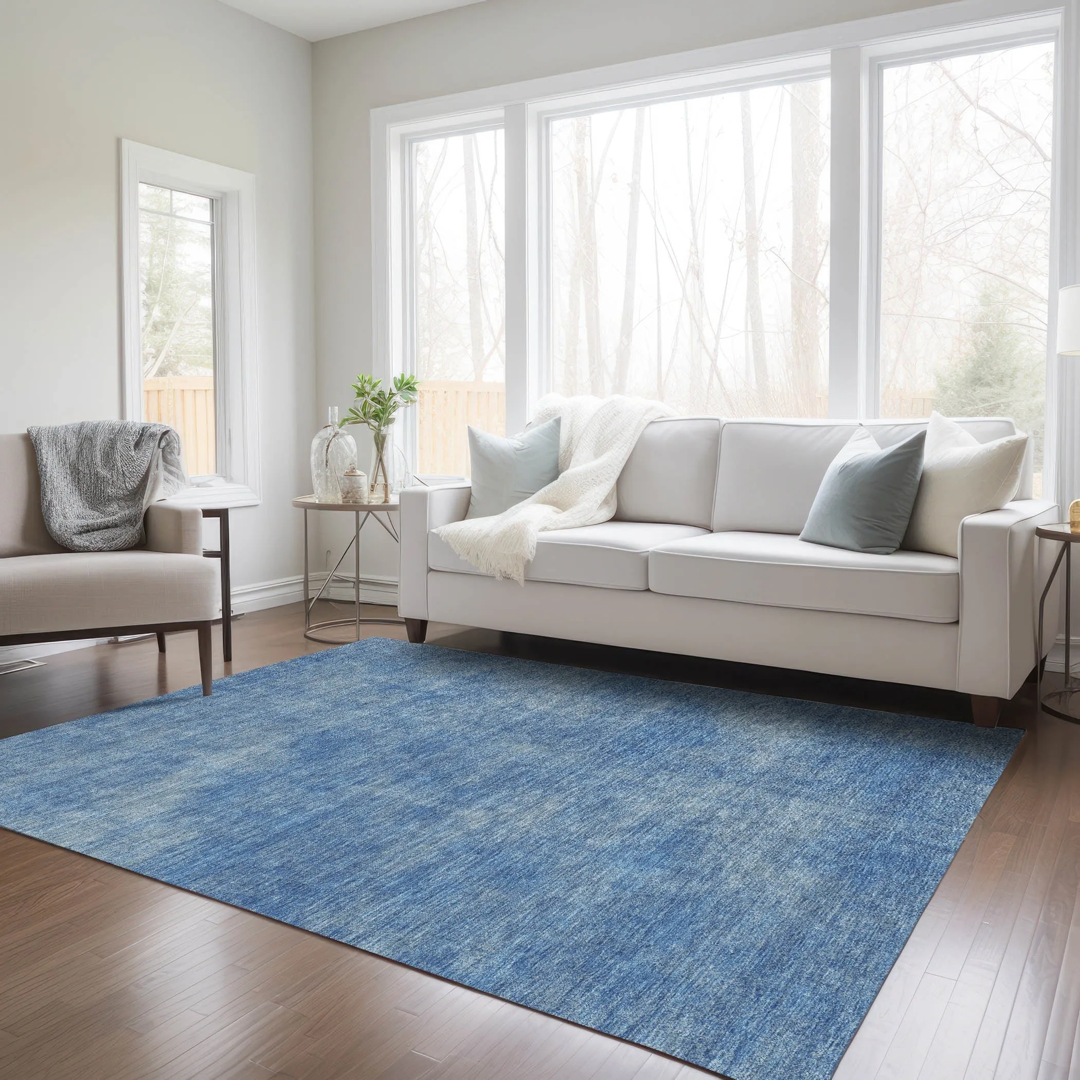 Machine Washable Indoor/ Outdoor Simple Solid Chantille Rug