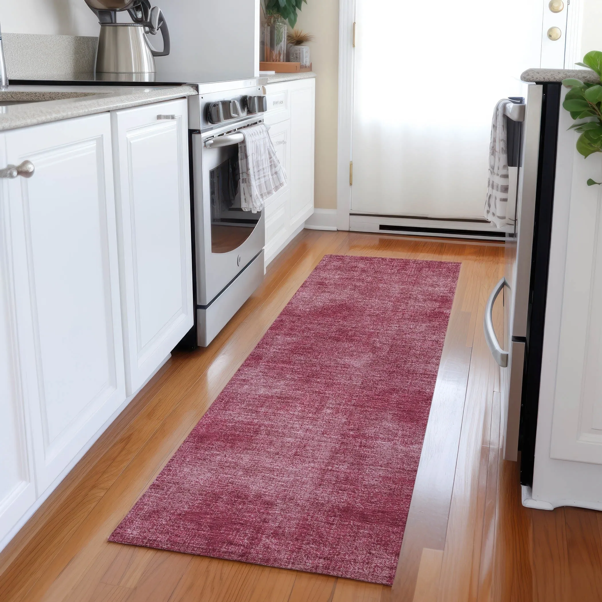 Machine Washable Indoor/ Outdoor Simple Solid Chantille Rug