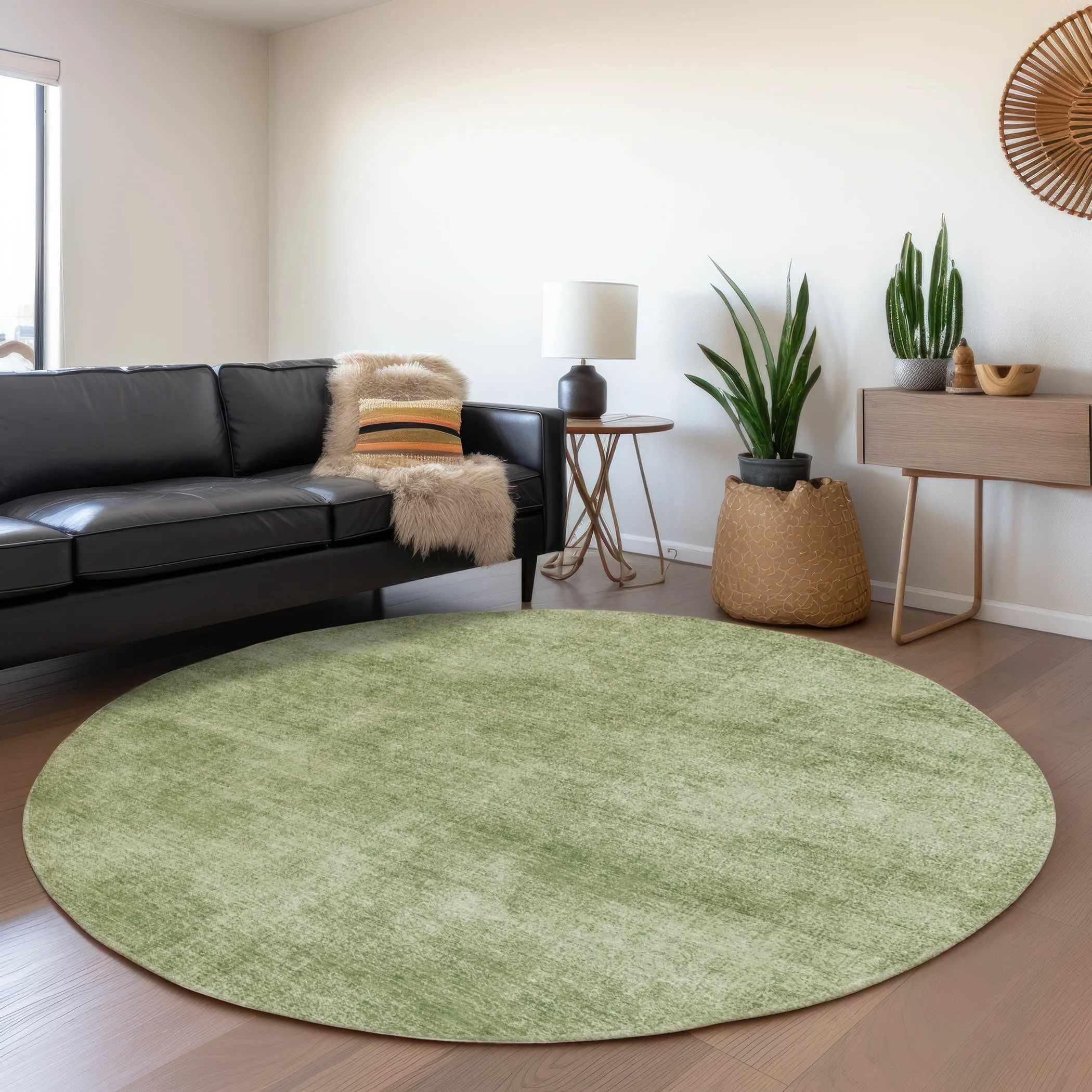 Machine Washable Indoor/ Outdoor Simple Solid Chantille Rug