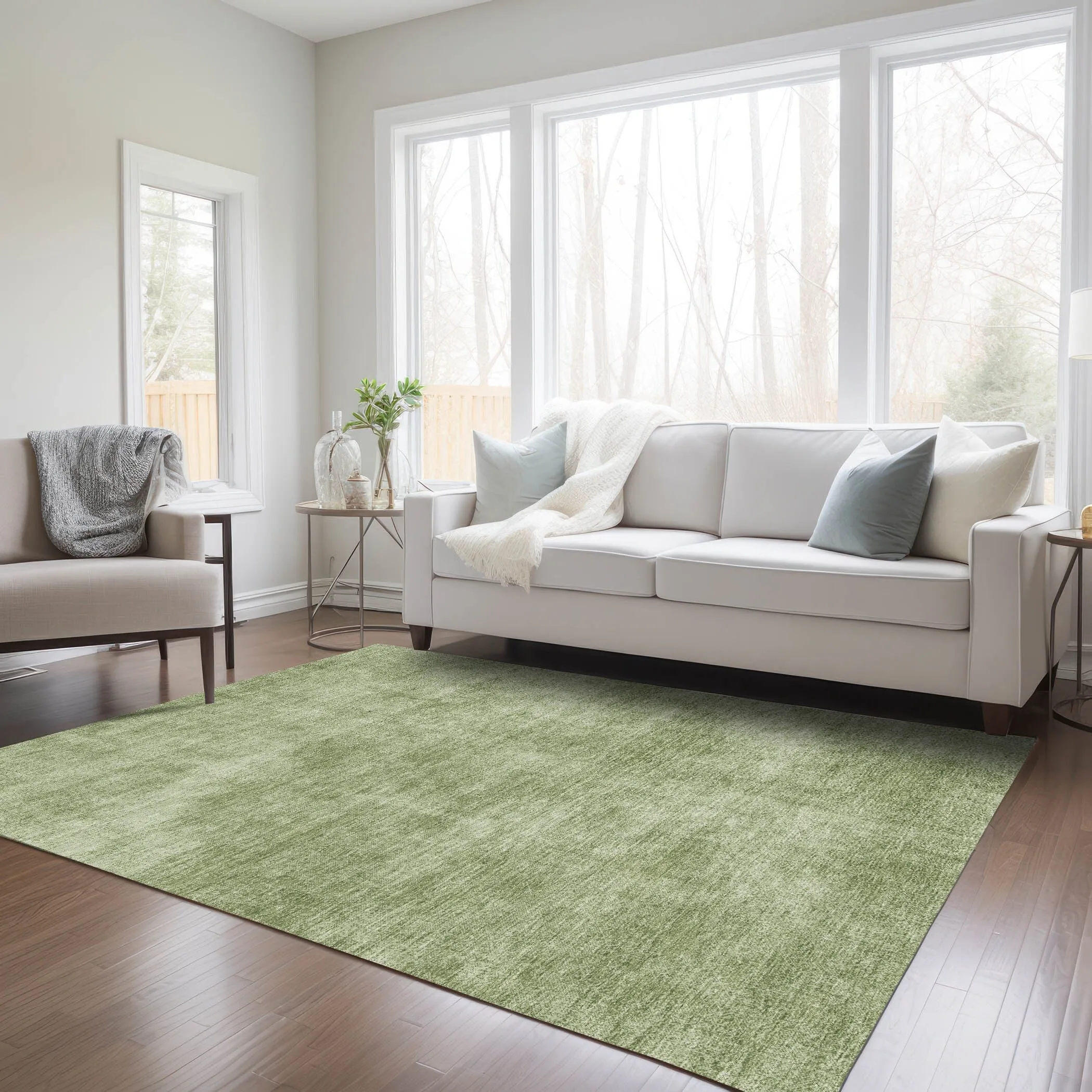 Machine Washable Indoor/ Outdoor Simple Solid Chantille Rug