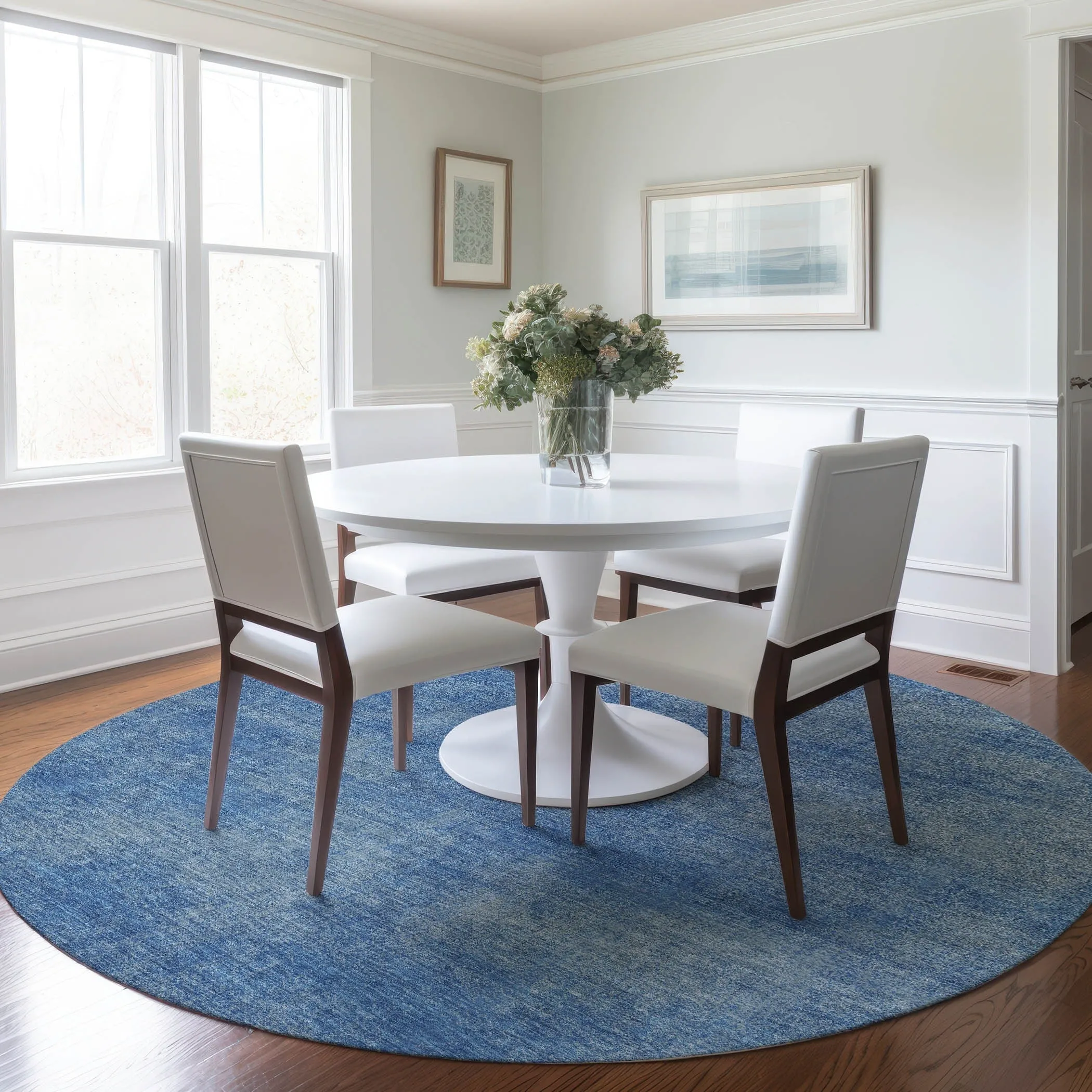 Machine Washable Indoor/ Outdoor Simple Solid Chantille Rug