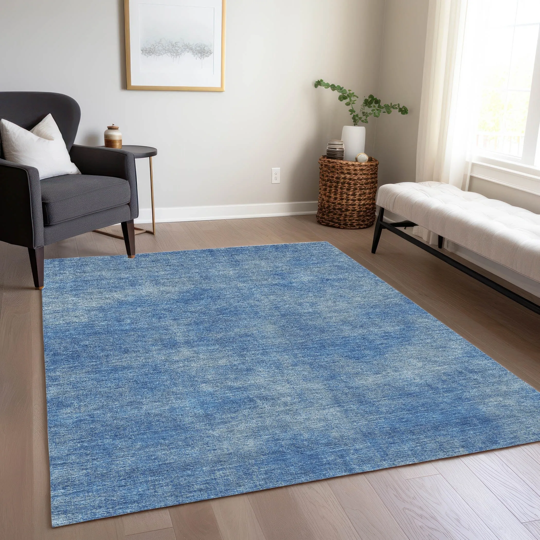 Machine Washable Indoor/ Outdoor Simple Solid Chantille Rug