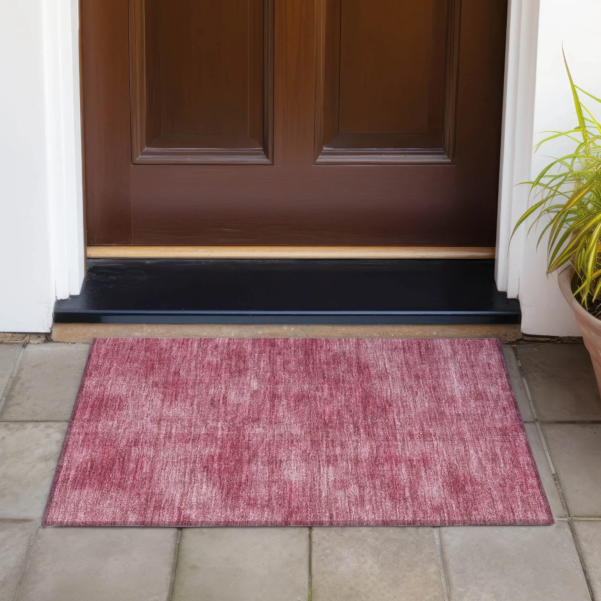Machine Washable Indoor/ Outdoor Simple Solid Chantille Rug