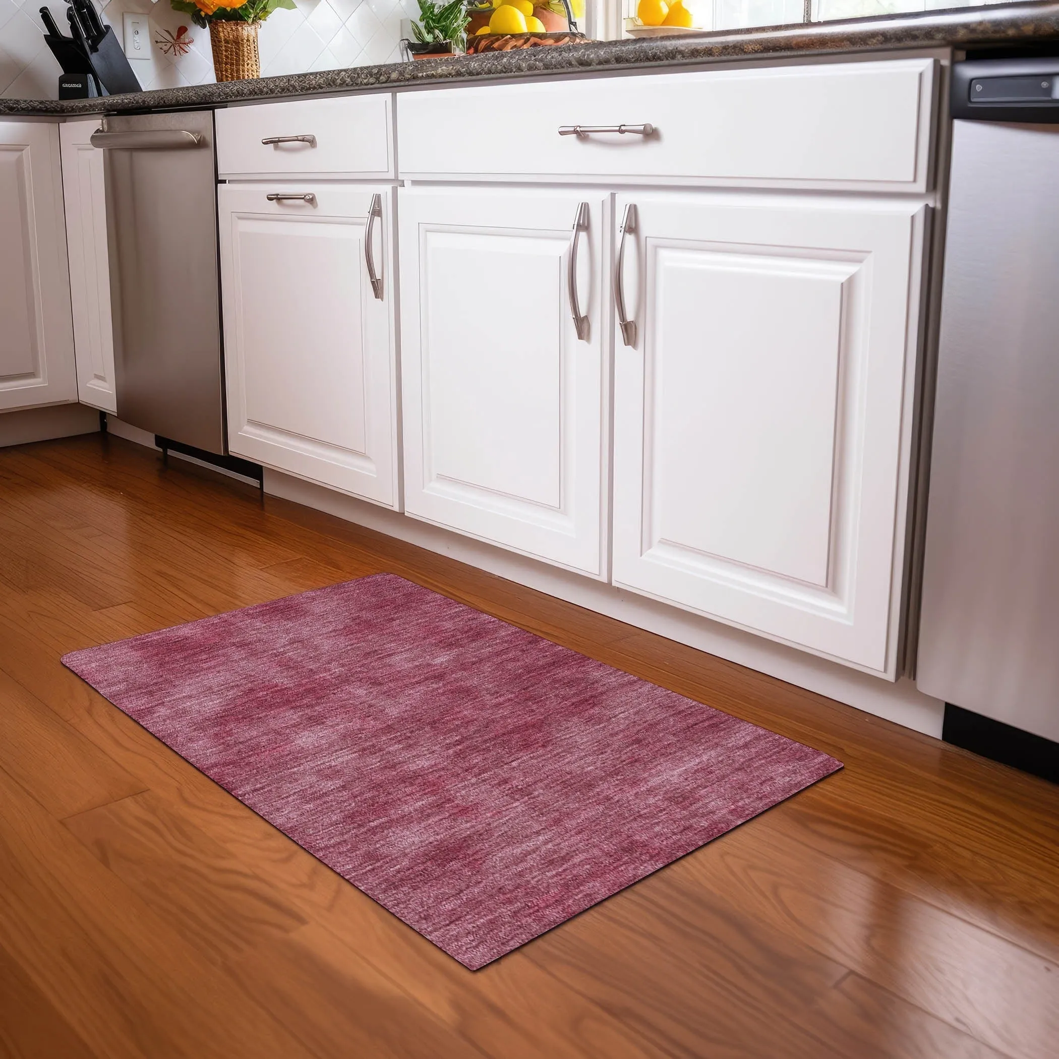 Machine Washable Indoor/ Outdoor Simple Solid Chantille Rug