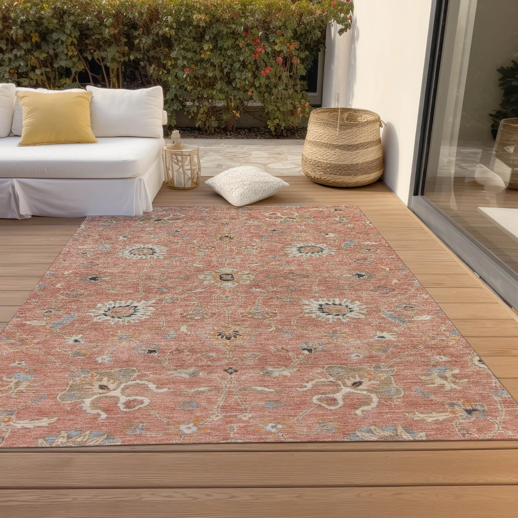 Machine Washable Indoor/ Outdoor Traditional Persian Chantille Rug