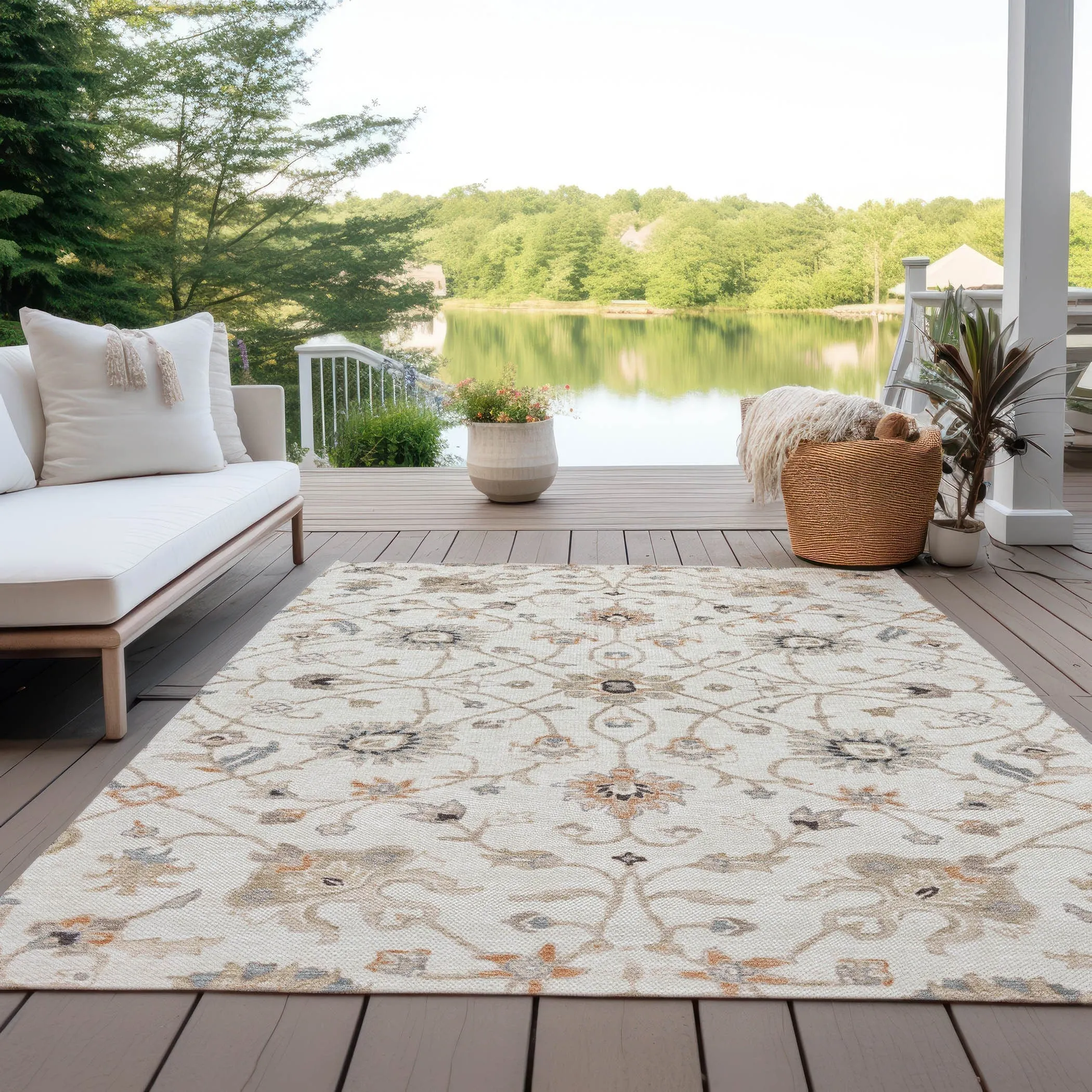 Machine Washable Indoor/ Outdoor Traditional Persian Chantille Rug