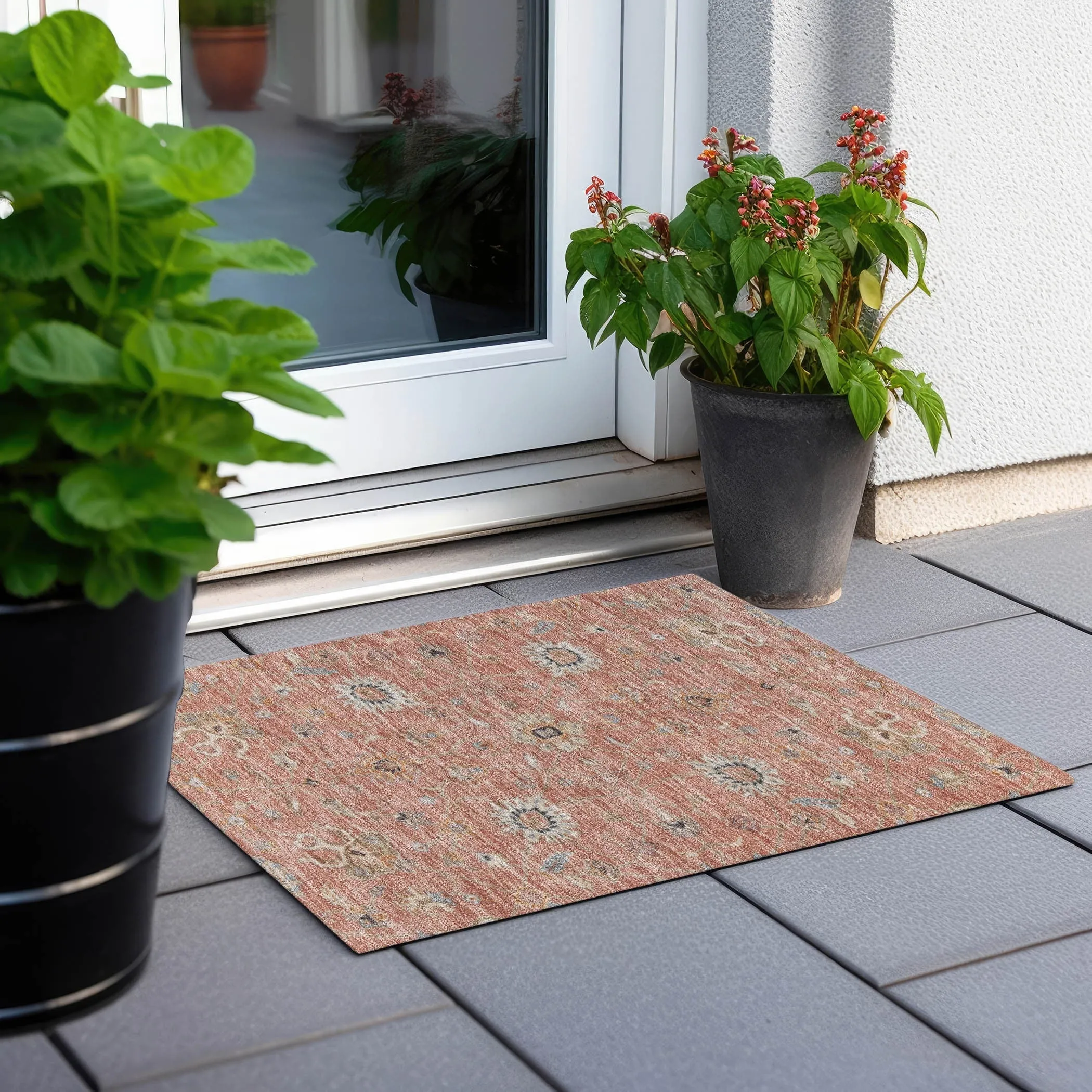 Machine Washable Indoor/ Outdoor Traditional Persian Chantille Rug