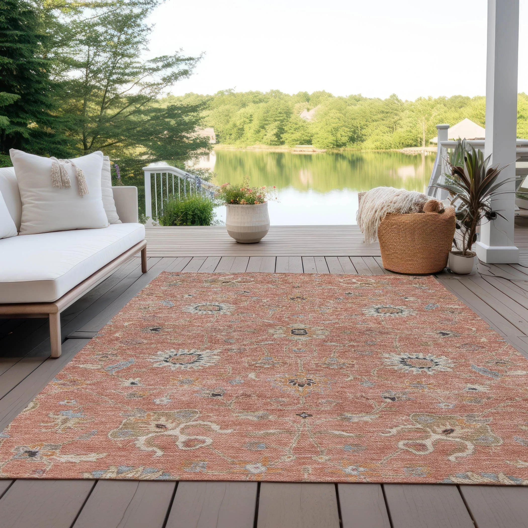 Machine Washable Indoor/ Outdoor Traditional Persian Chantille Rug