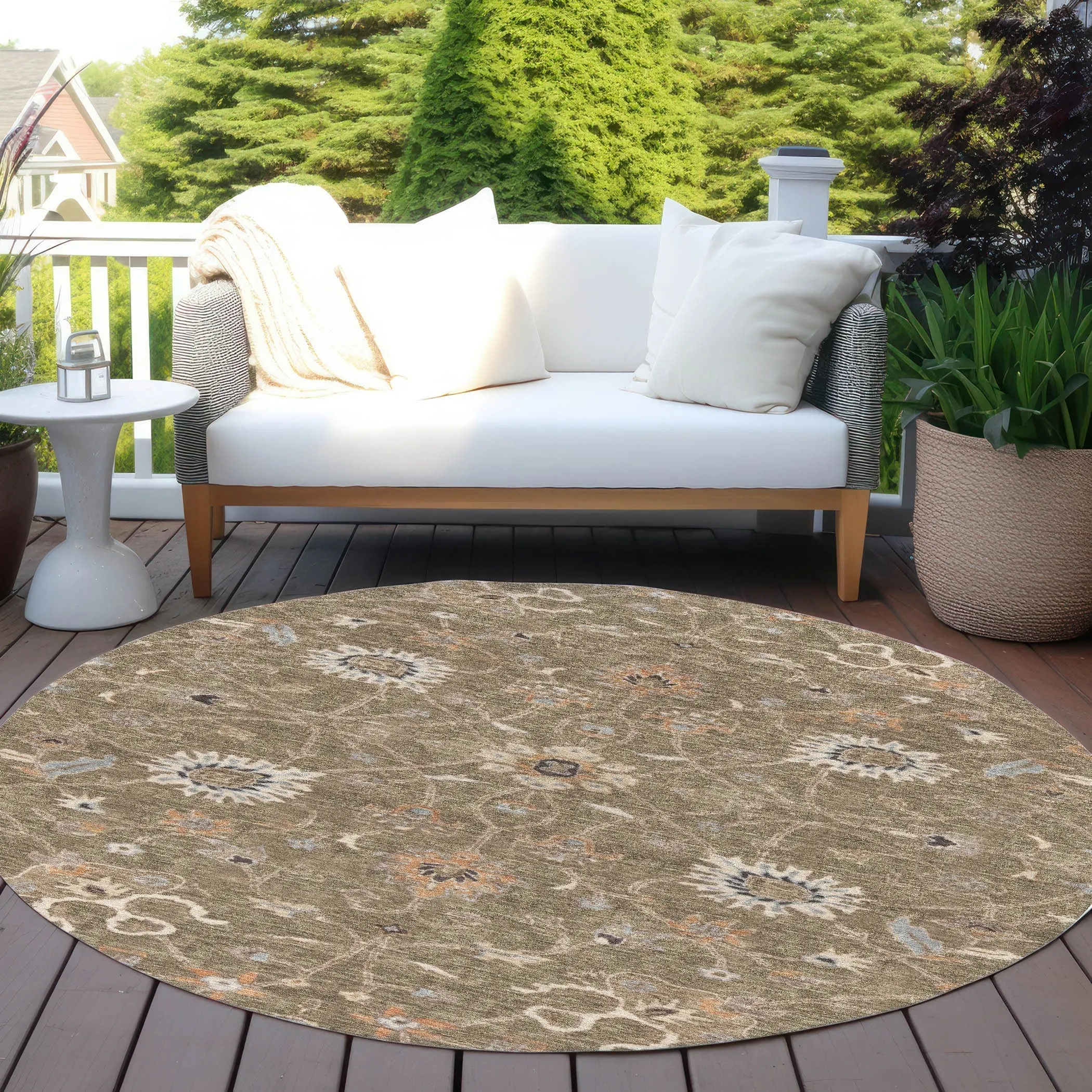 Machine Washable Indoor/ Outdoor Traditional Persian Chantille Rug