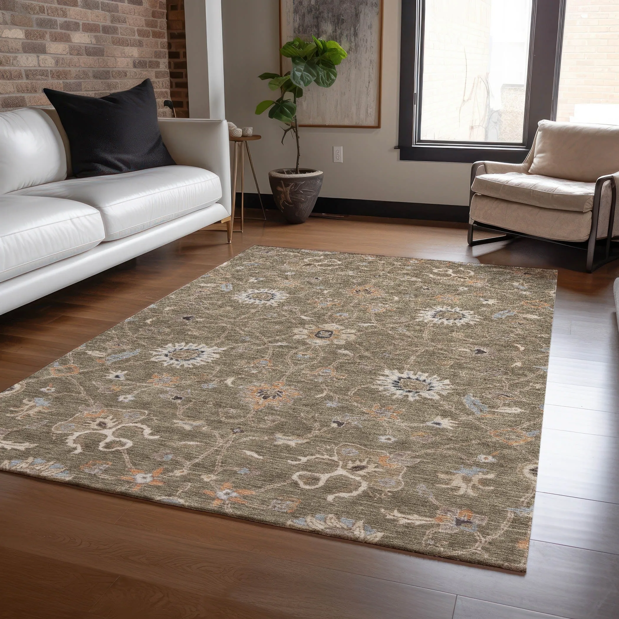Machine Washable Indoor/ Outdoor Traditional Persian Chantille Rug