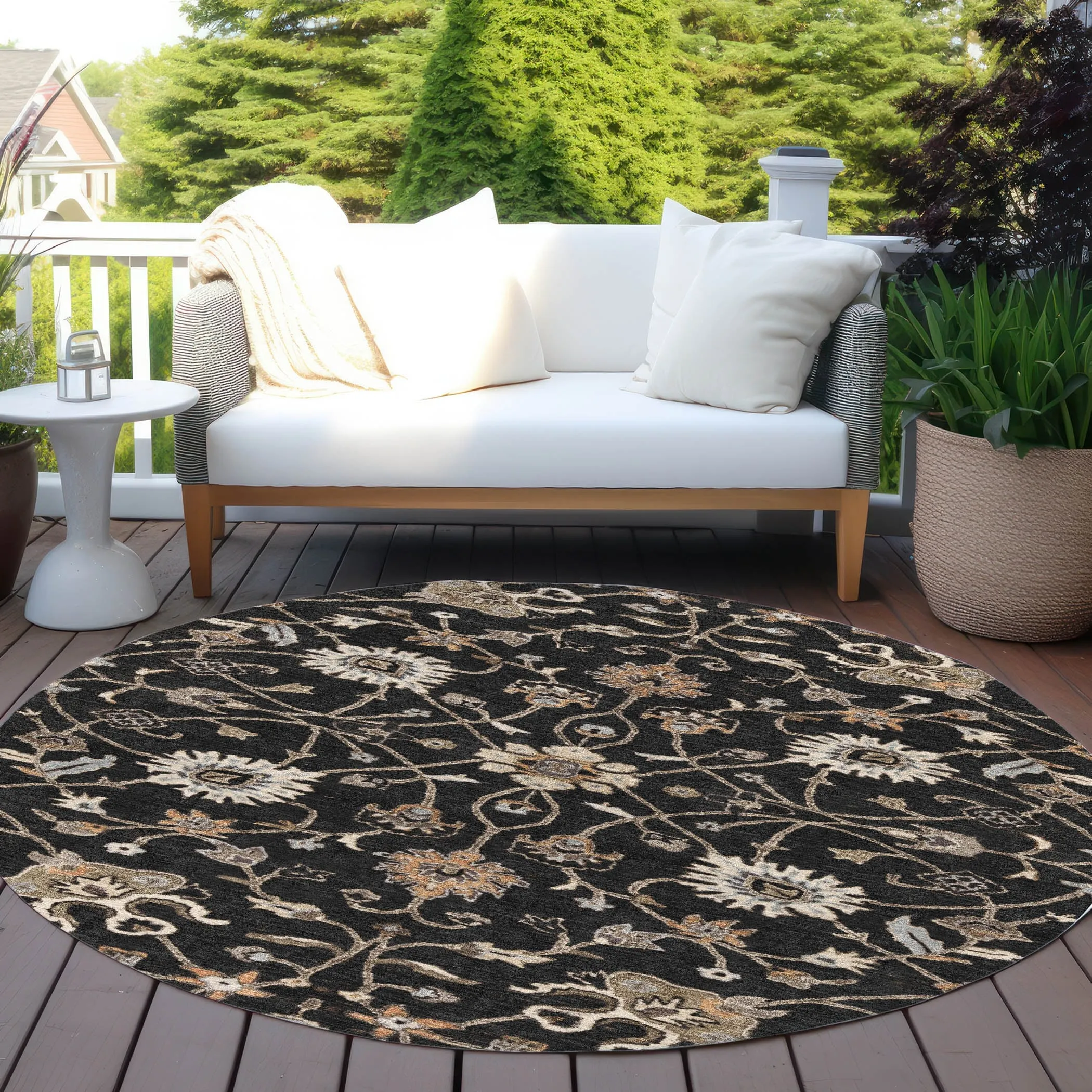 Machine Washable Indoor/ Outdoor Traditional Persian Chantille Rug