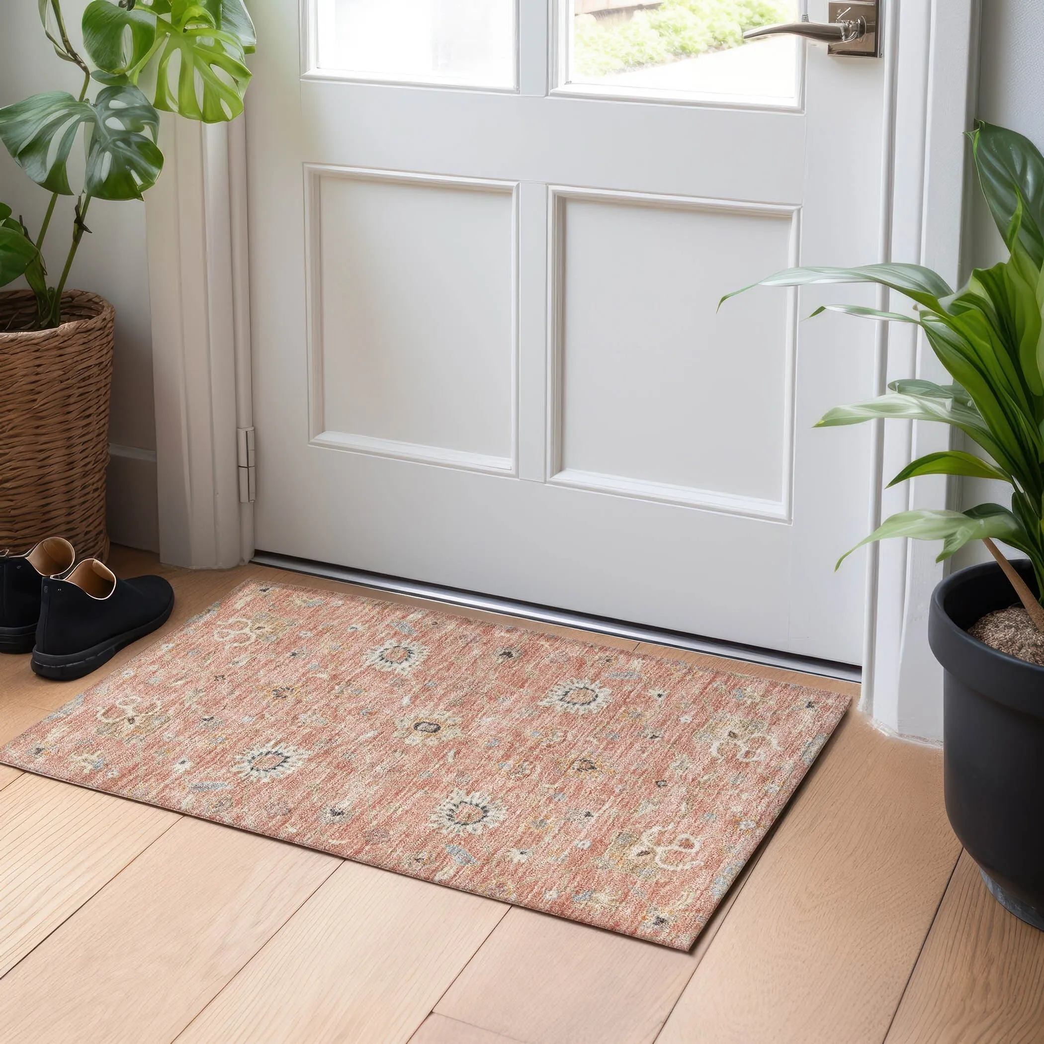 Machine Washable Indoor/ Outdoor Traditional Persian Chantille Rug